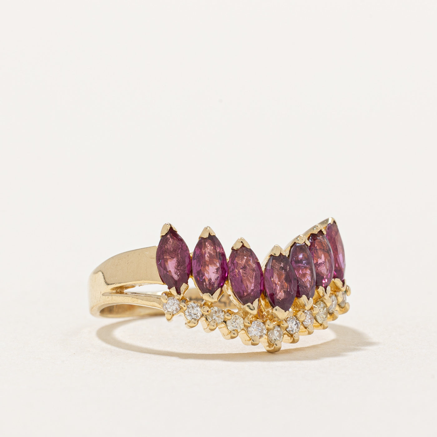 Ruby & Diamond Chevron Ring | 0.91ctw, 0.22ctw | SZ 5.75 |