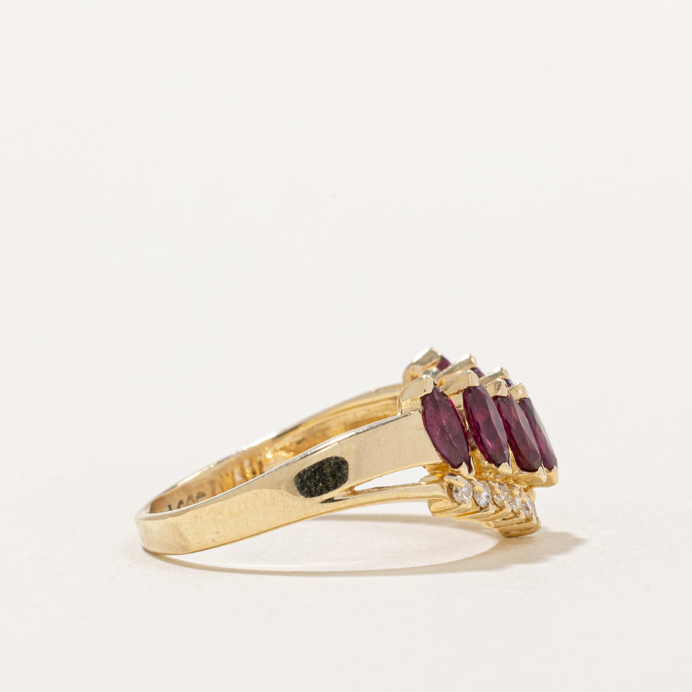 Ruby & Diamond Chevron Ring | 0.91ctw, 0.22ctw | SZ 5.75 |