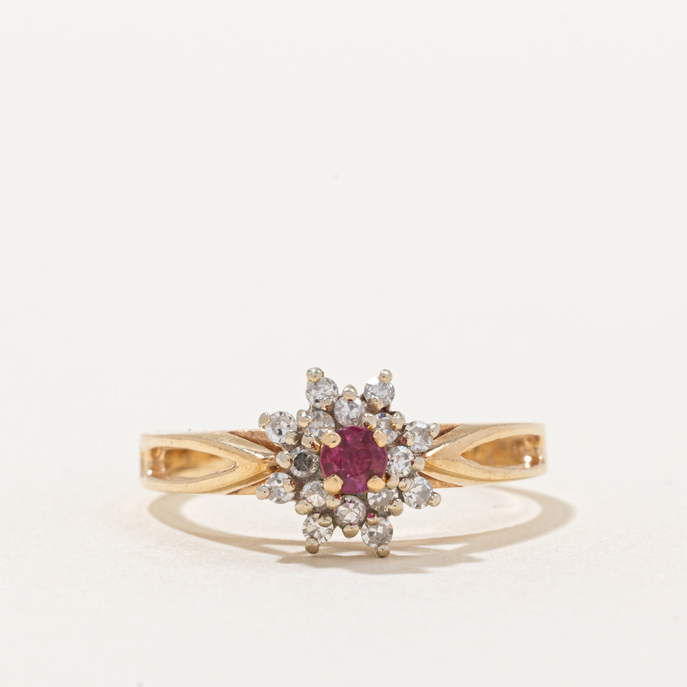 Ruby & Diamond High Set Ring | 0.18ct, 0.16ctw | SZ 7.5 |