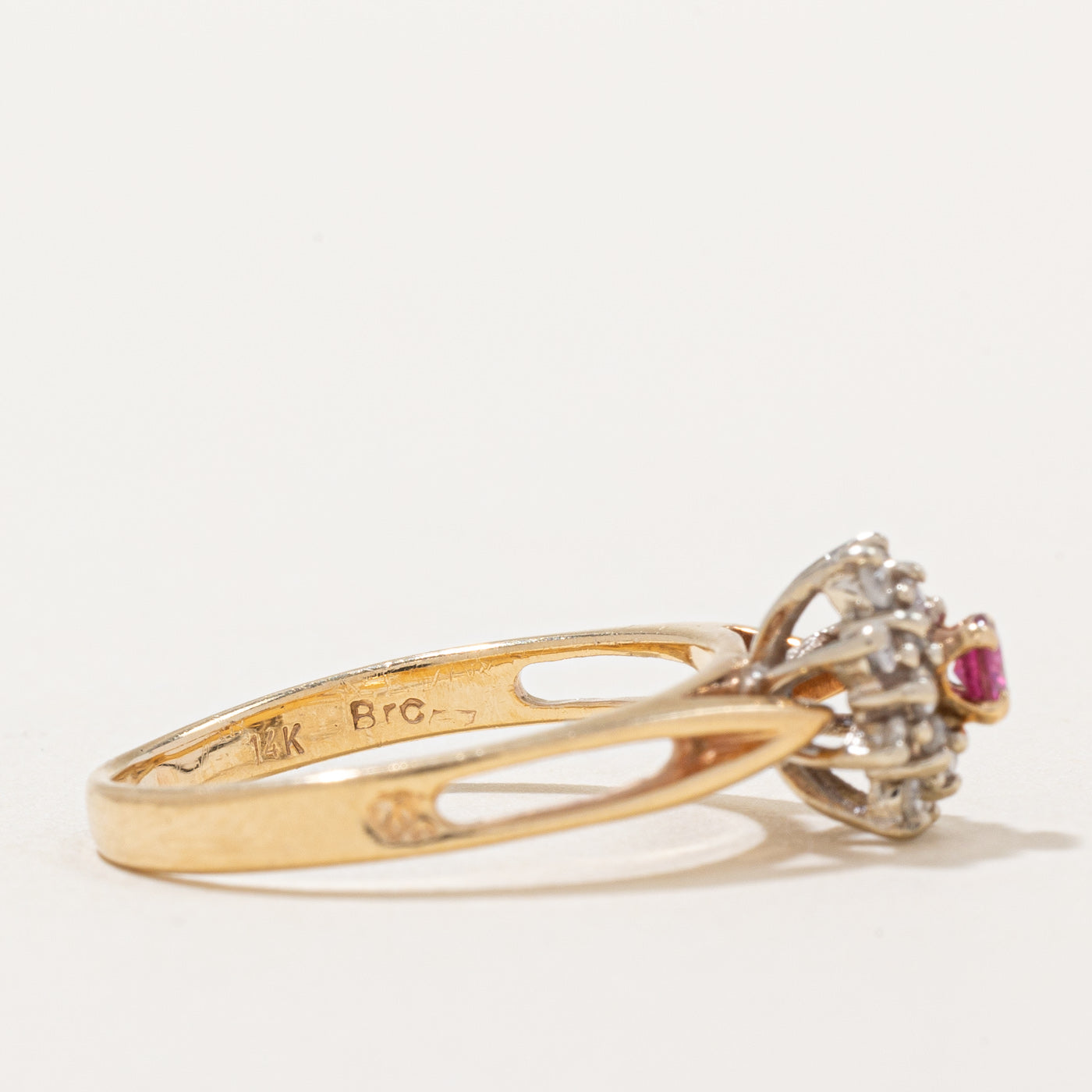 Ruby & Diamond High Set Ring | 0.18ct, 0.16ctw | SZ 7.5 |
