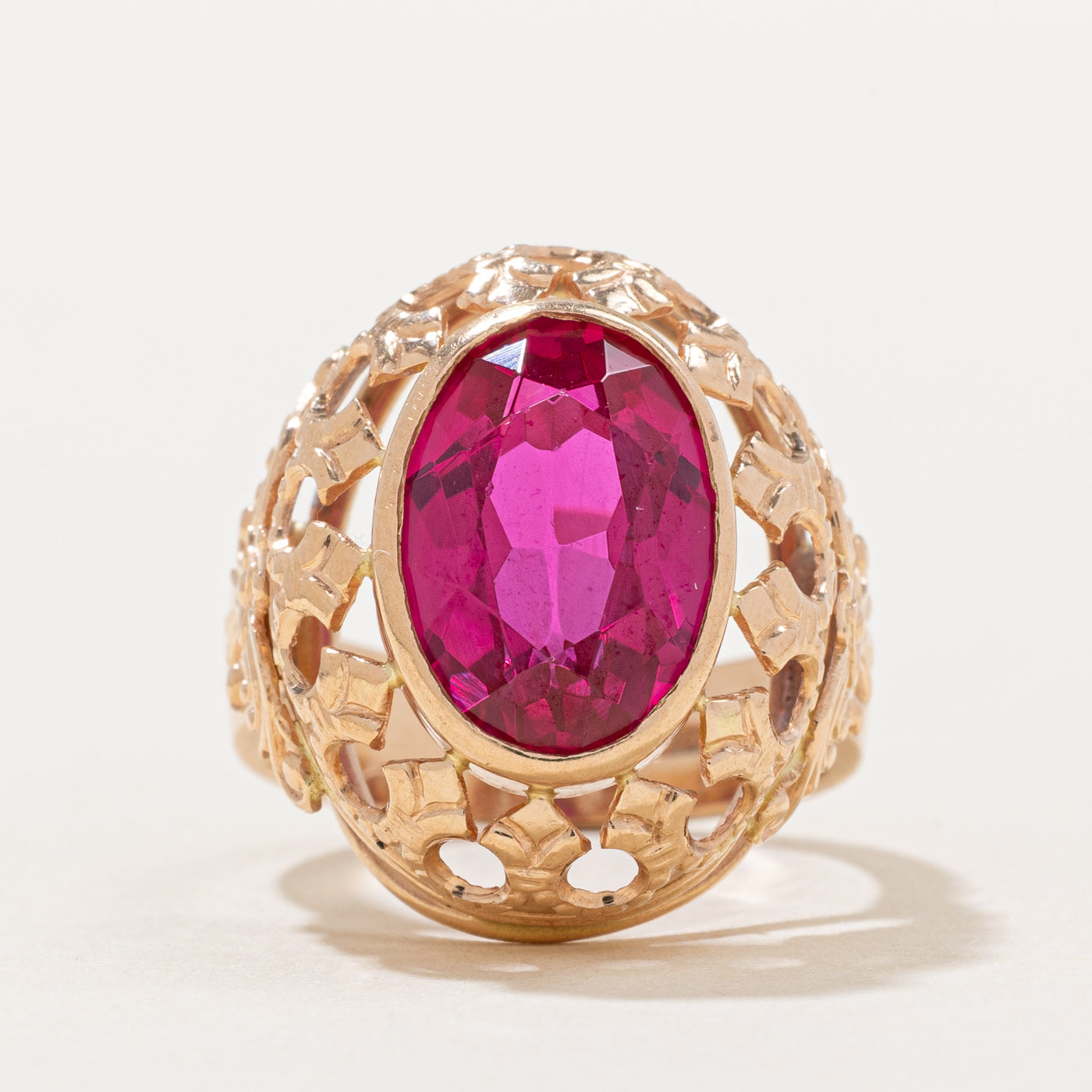 Synthetic Ruby Cocktail Ring | 7.15ct | SZ 6.5 |
