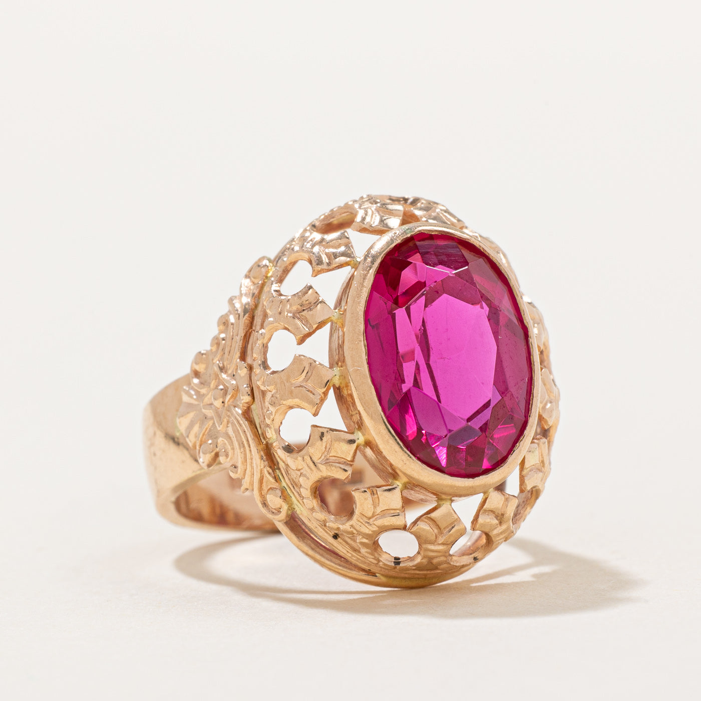 Synthetic Ruby Cocktail Ring | 7.15ct | SZ 6.5 |