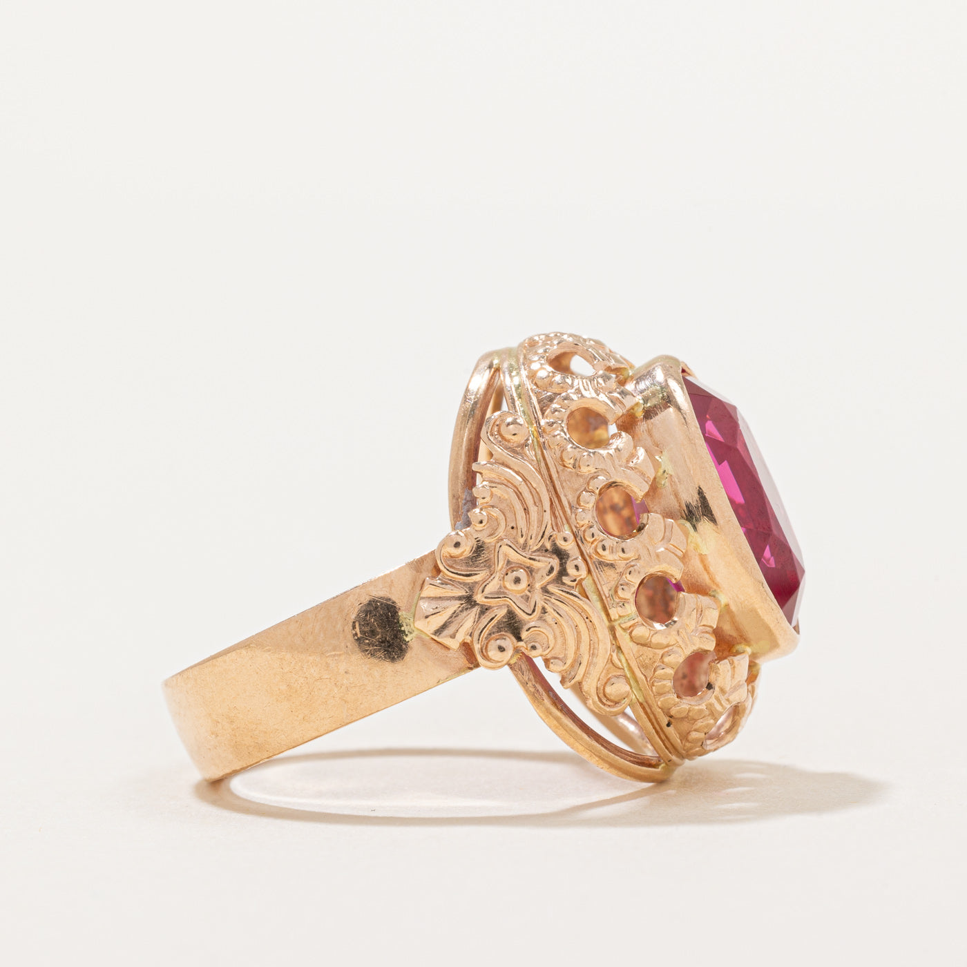 Synthetic Ruby Cocktail Ring | 7.15ct | SZ 6.5 |