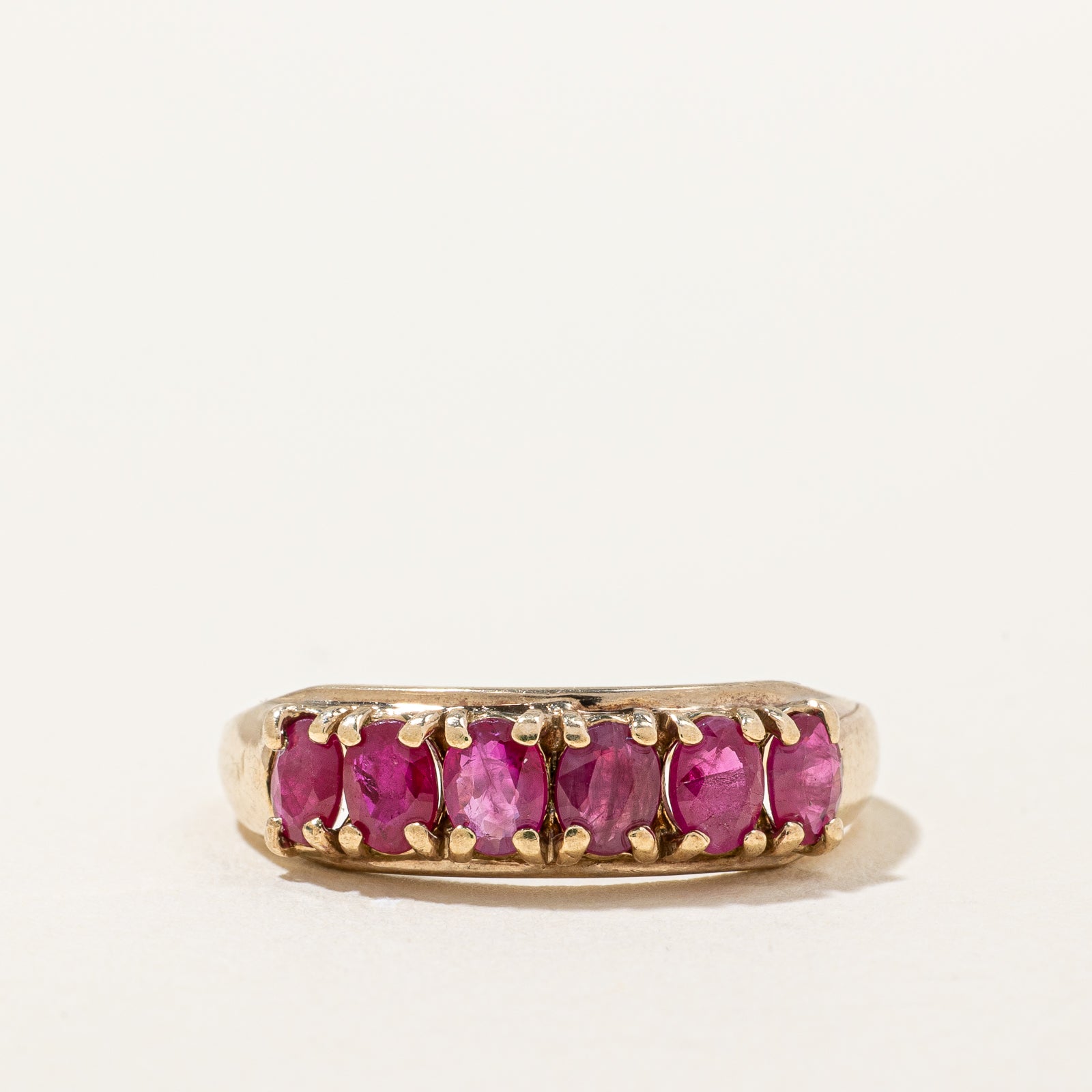 Six Stone Oval Cut Ruby Ring | 1.20ctw | SZ 6.75 |