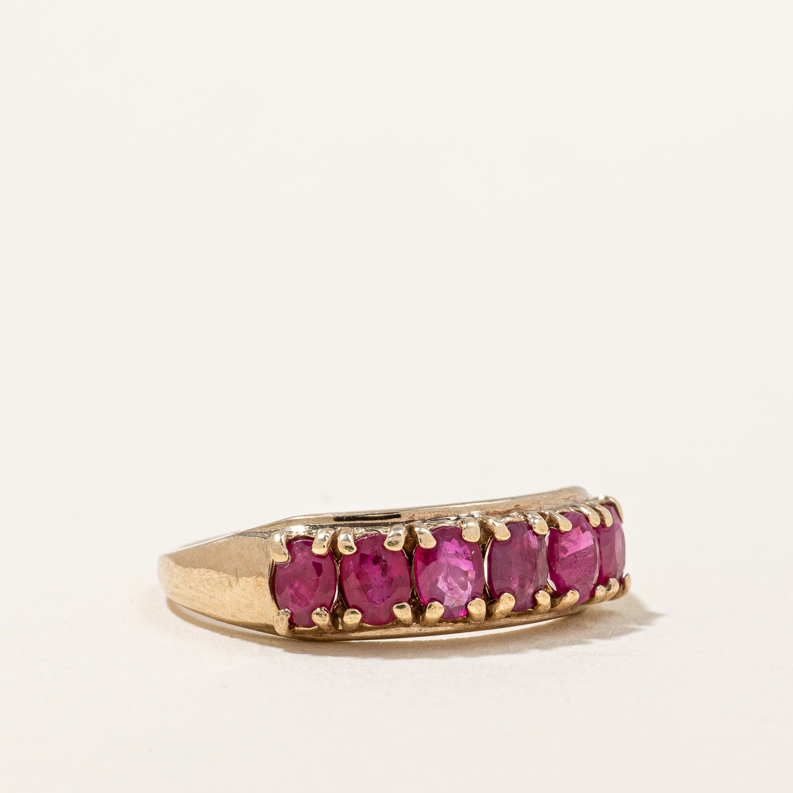 Six Stone Oval Cut Ruby Ring | 1.20ctw | SZ 6.75 |