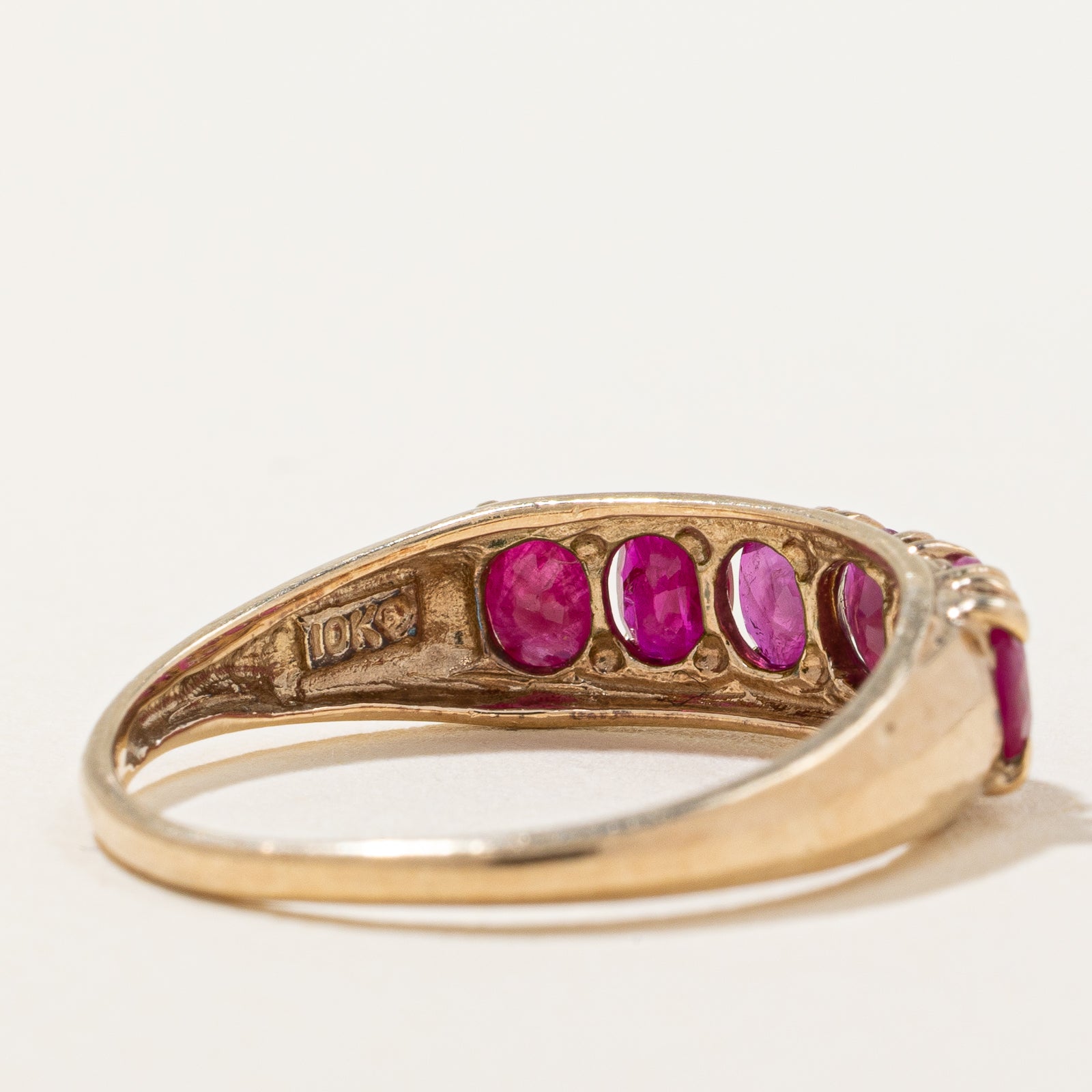 Six Stone Oval Cut Ruby Ring | 1.20ctw | SZ 6.75 |