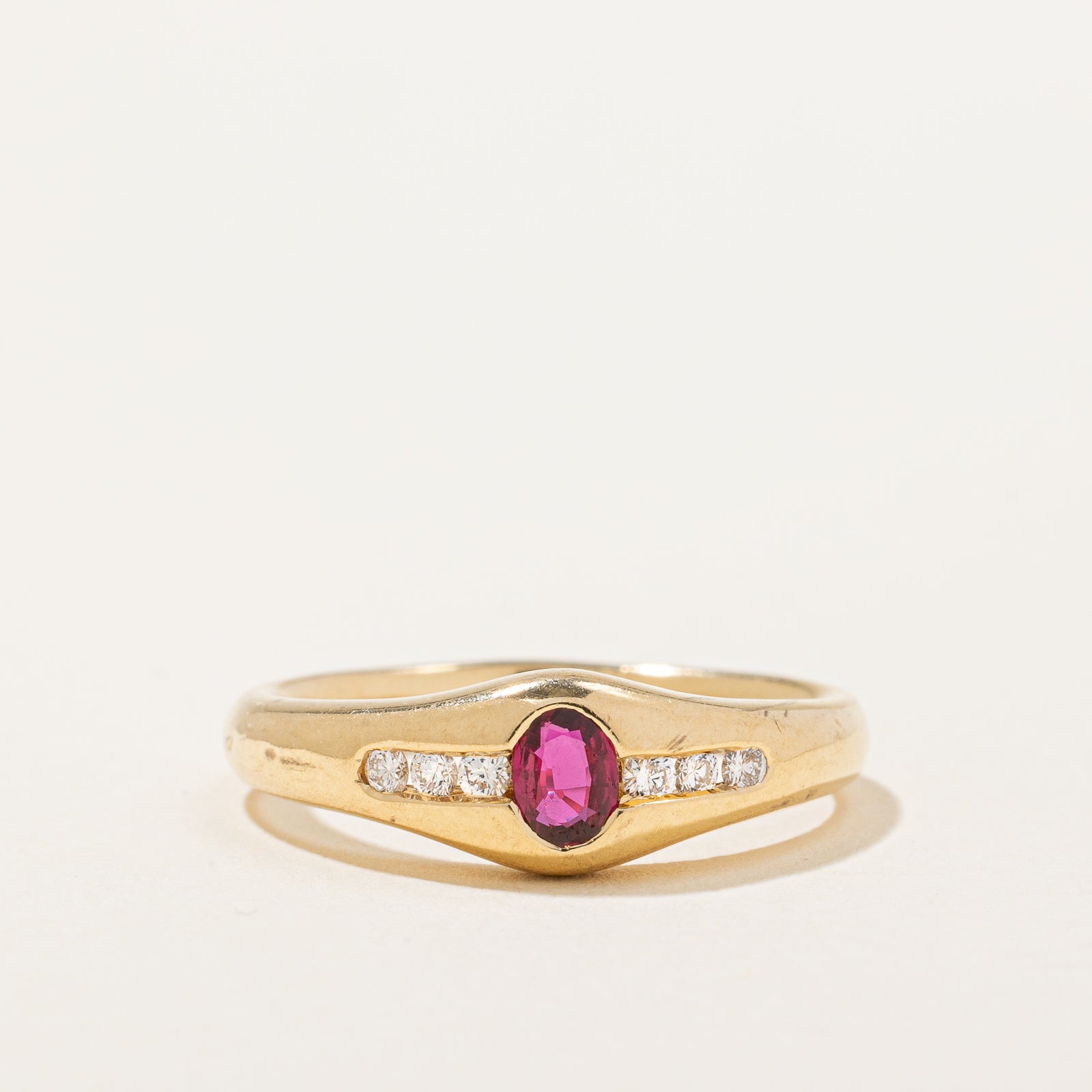 Ruby & Diamond Tapered Ring | 0.19ct, 0.10ctw | SZ 6.75 |