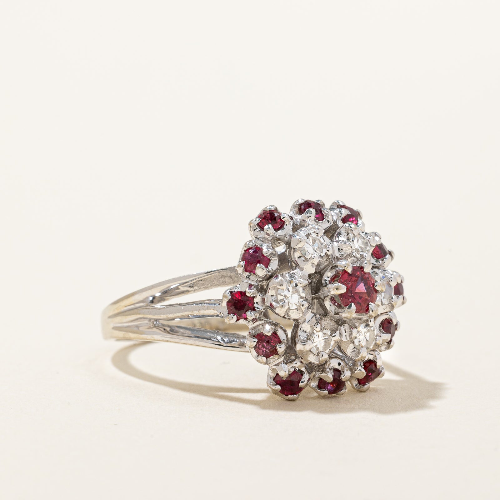 Ruby & Diamond Cluster Ring | 0.50ct, 0.18ctw | SZ 6 |
