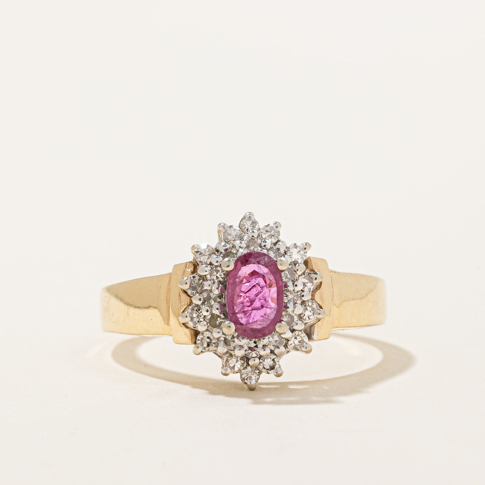 Ruby & Diamond Halo Ring | 0.51ct, 0.26ctw | SZ 9.25 |