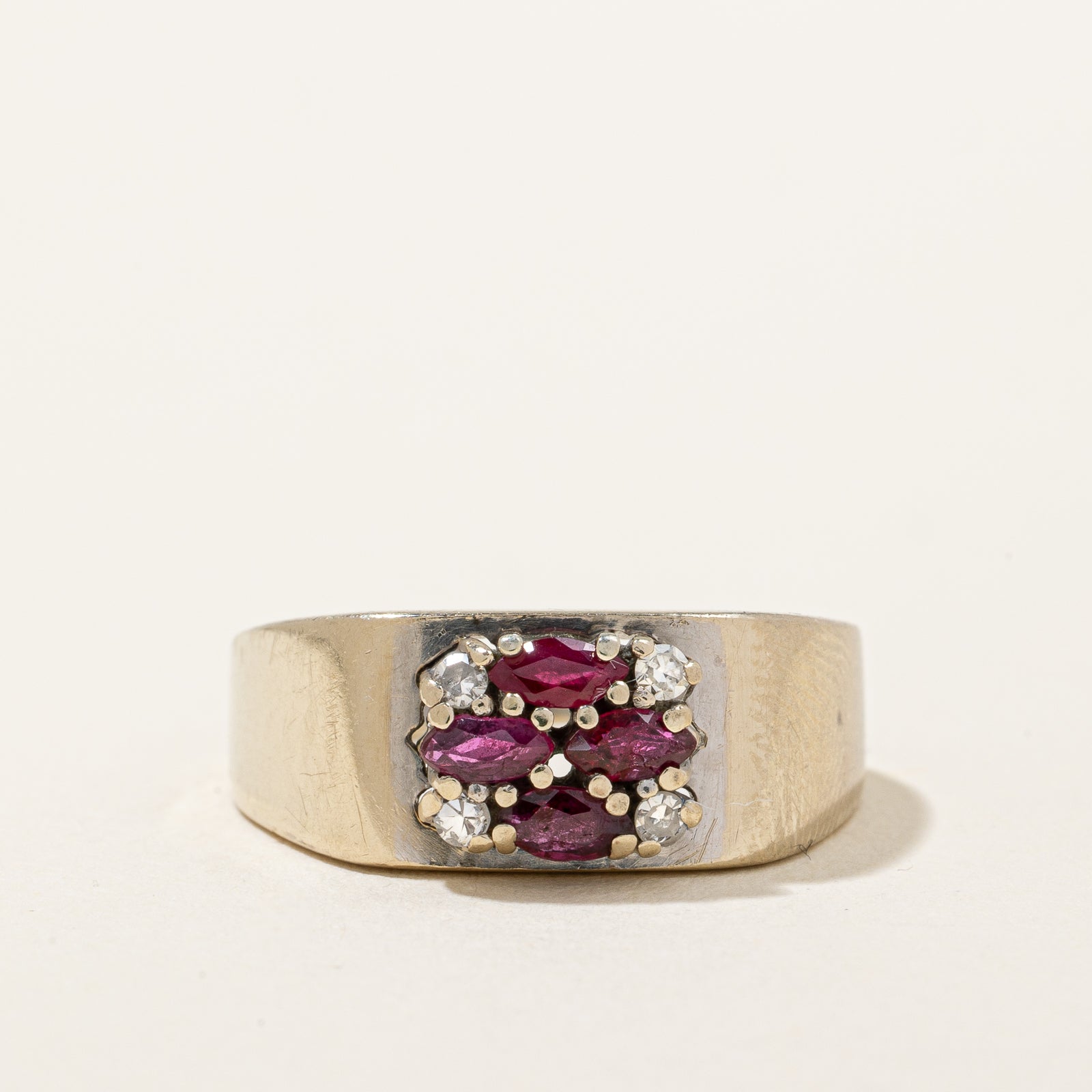 Ruby & Diamond Cluster Ring | 0.25ctw, 0.08ctw | SZ 7 |