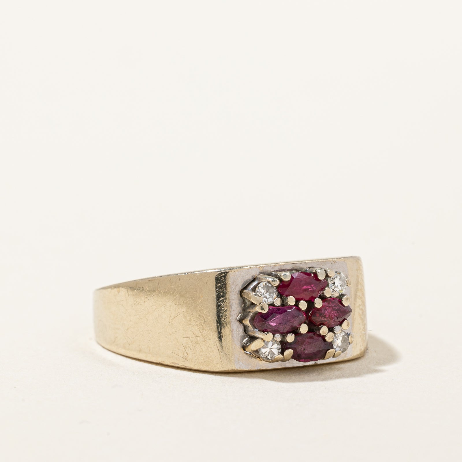 Ruby & Diamond Cluster Ring | 0.25ctw, 0.08ctw | SZ 7 |