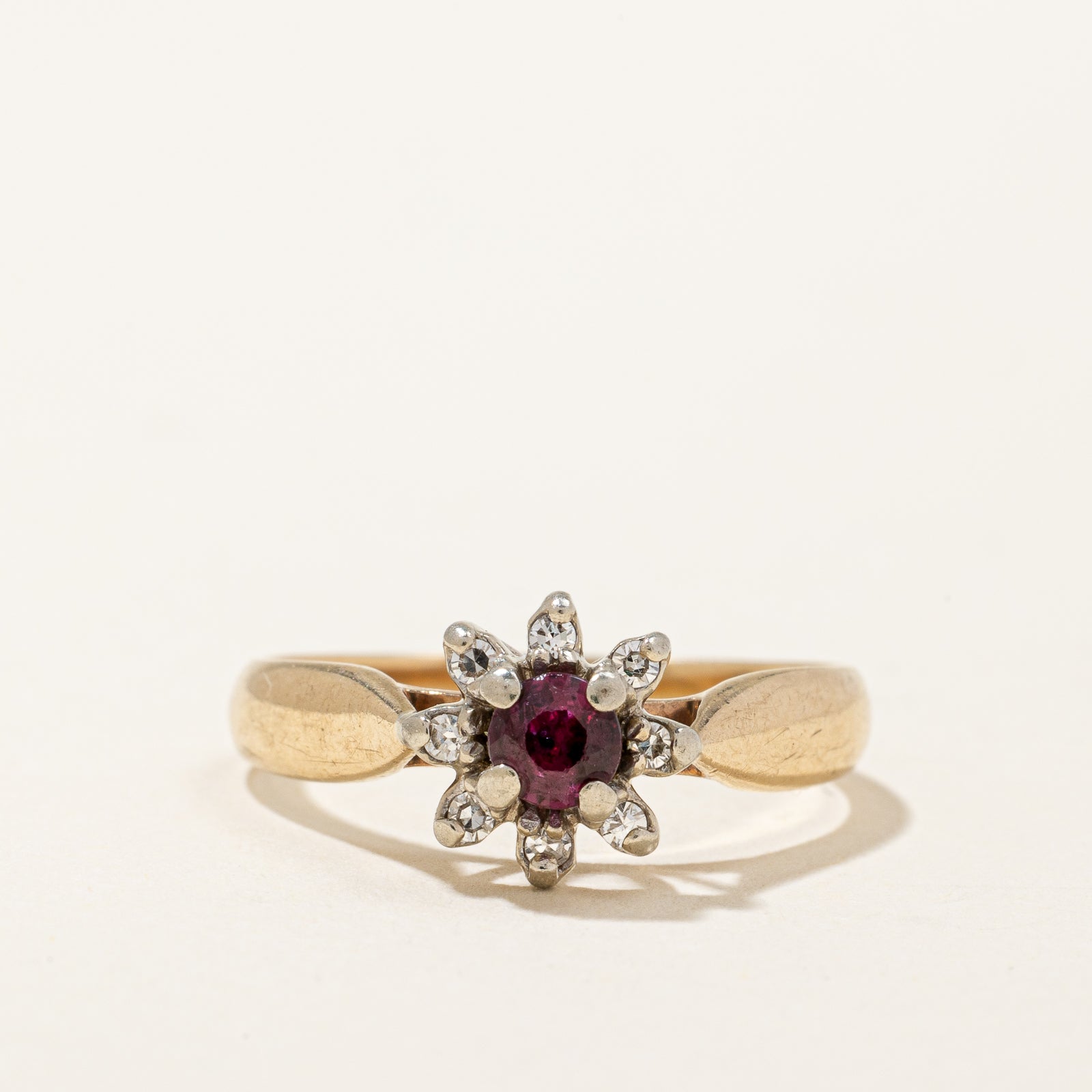 Ruby & Diamond Halo Ring | 0.20ct, 0.07ctw | SZ 6 |