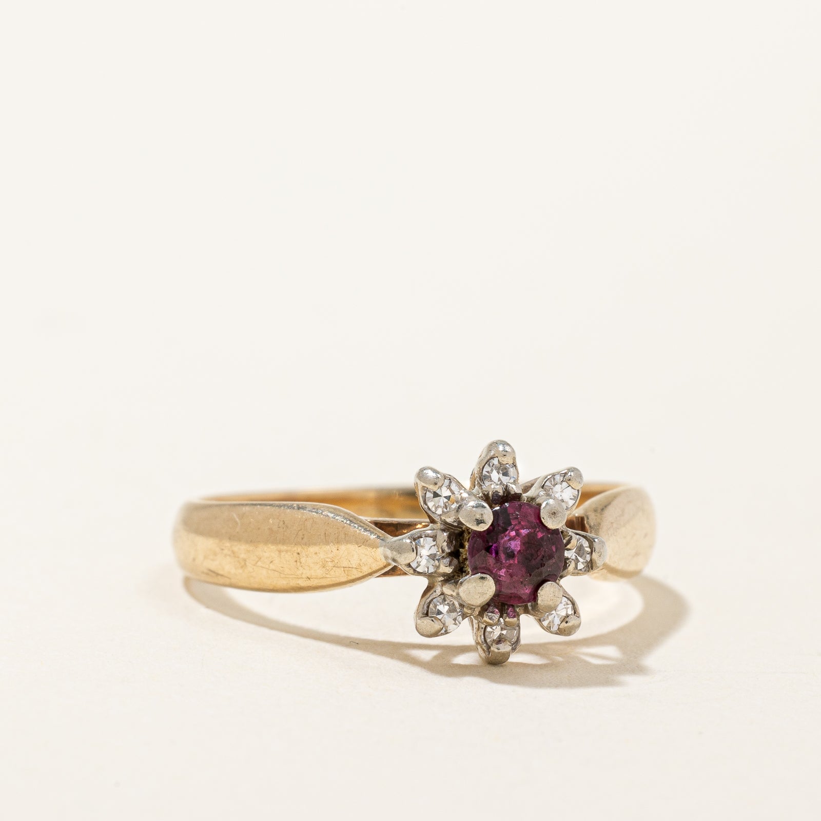 Ruby & Diamond Halo Ring | 0.20ct, 0.07ctw | SZ 6 |