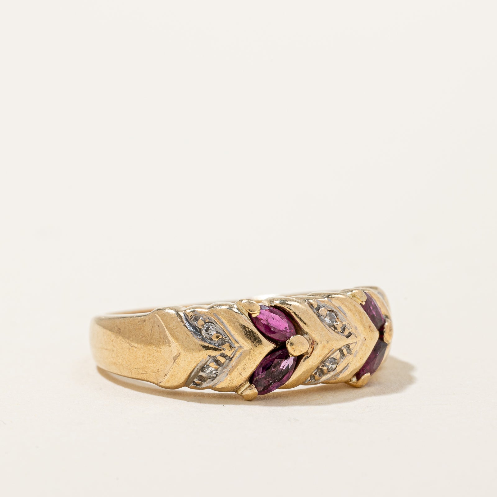 Ruby & Diamond Braided Band | 0.28ctw, 0.03ctw | SZ 6.75 |