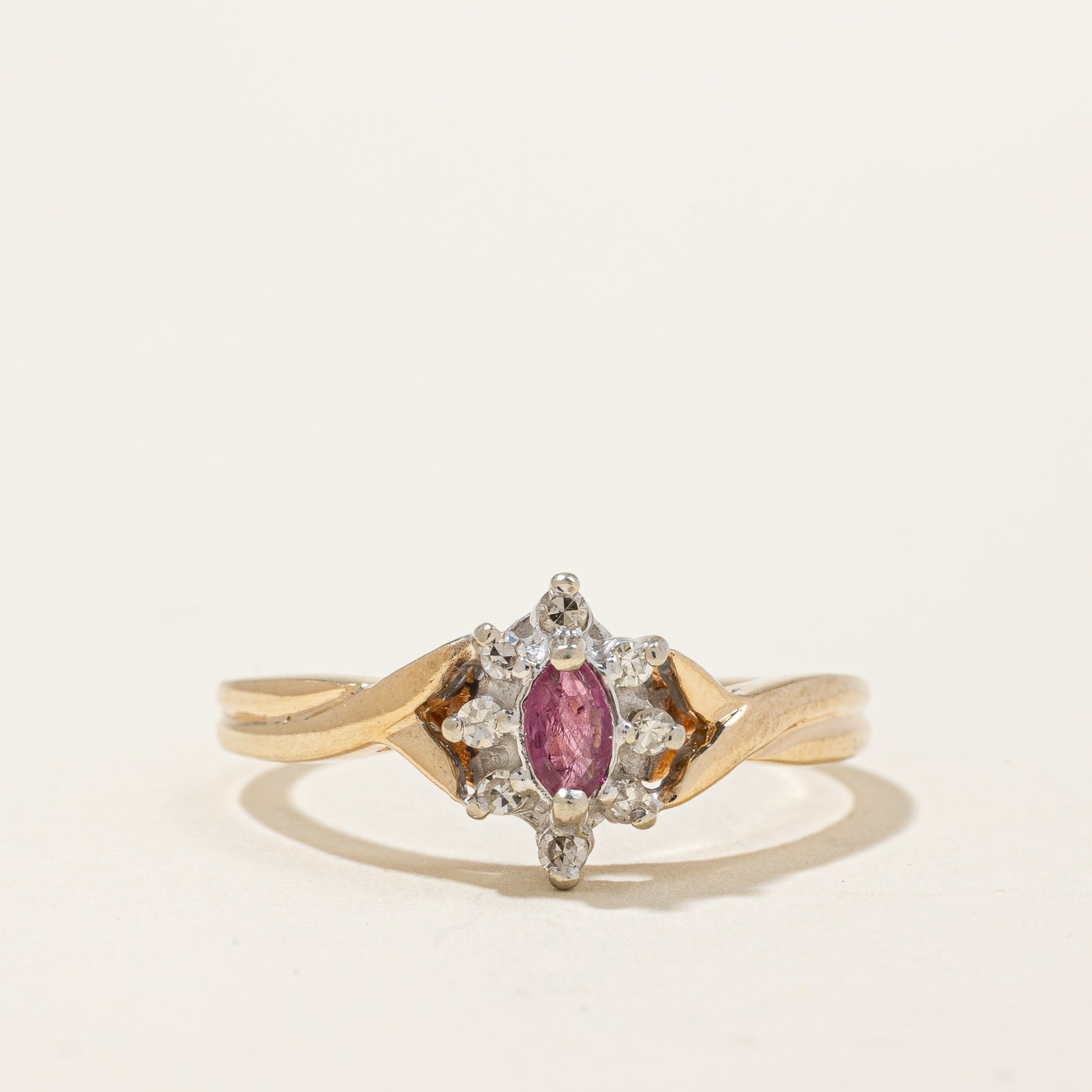 Ruby & Diamond Halo Ring | 0.13ct, 0.12ctw | SZ 9.5 |
