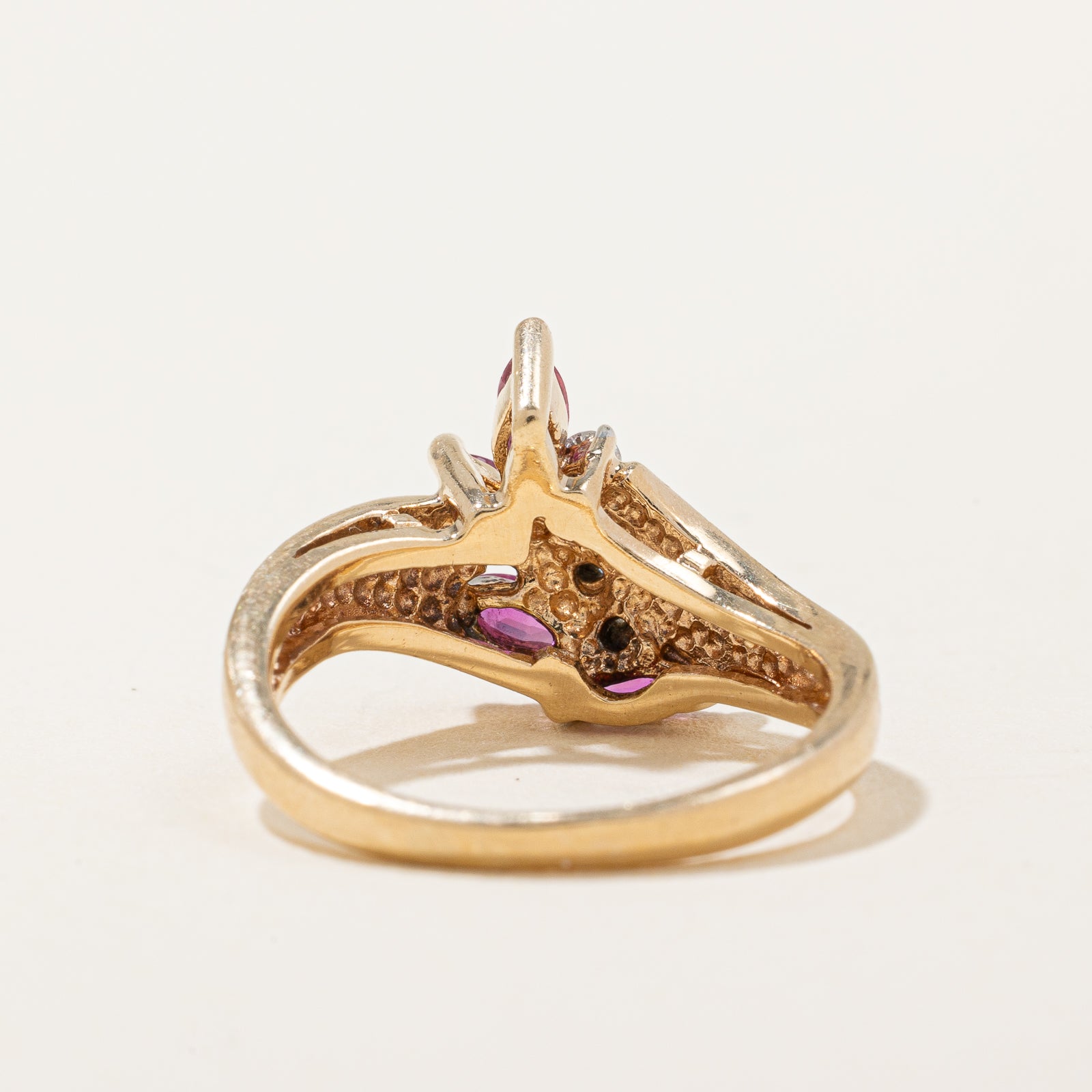 Marquise Cut Ruby & Diamond Ring | 0.30ctw, 0.08ctw | SZ 4.25 |