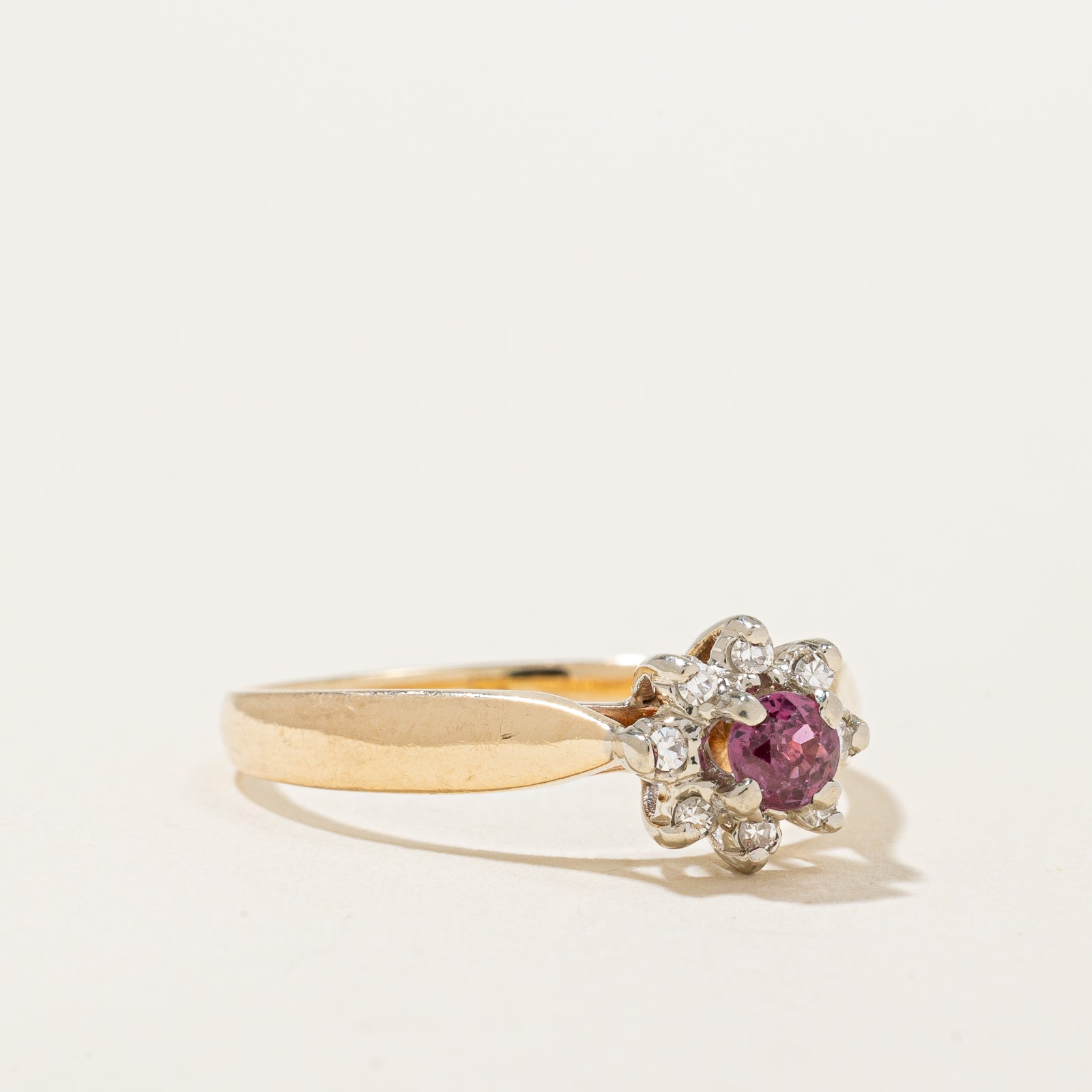 Ruby & Diamond Halo Ring | 0.21ct, 0.08ctw | SZ 8.5 |