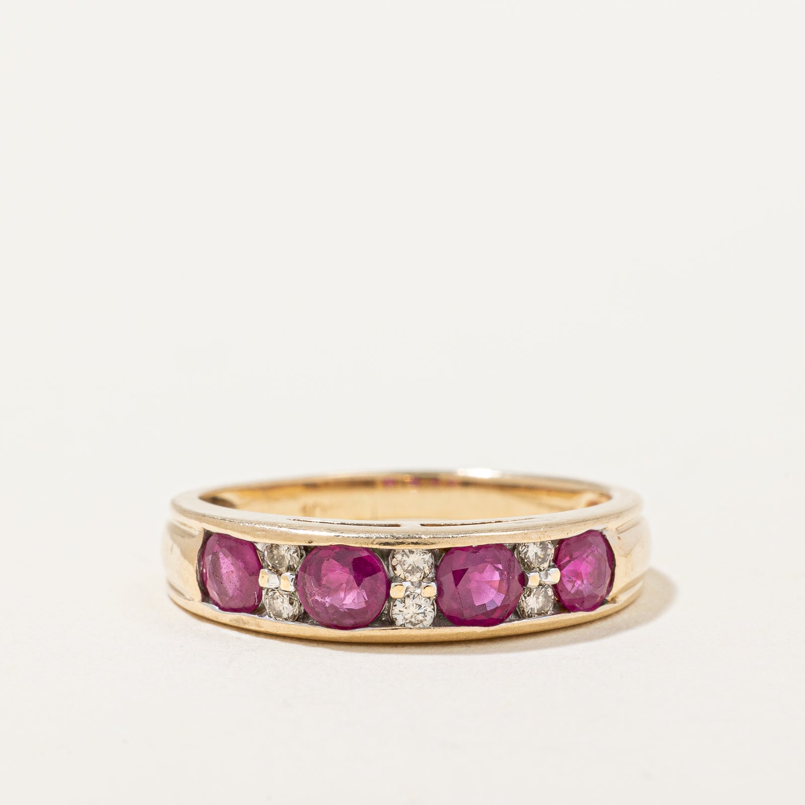 Ruby & Diamond Channel Set Band | 0.80ctw, 0.12ctw | SZ 6 |