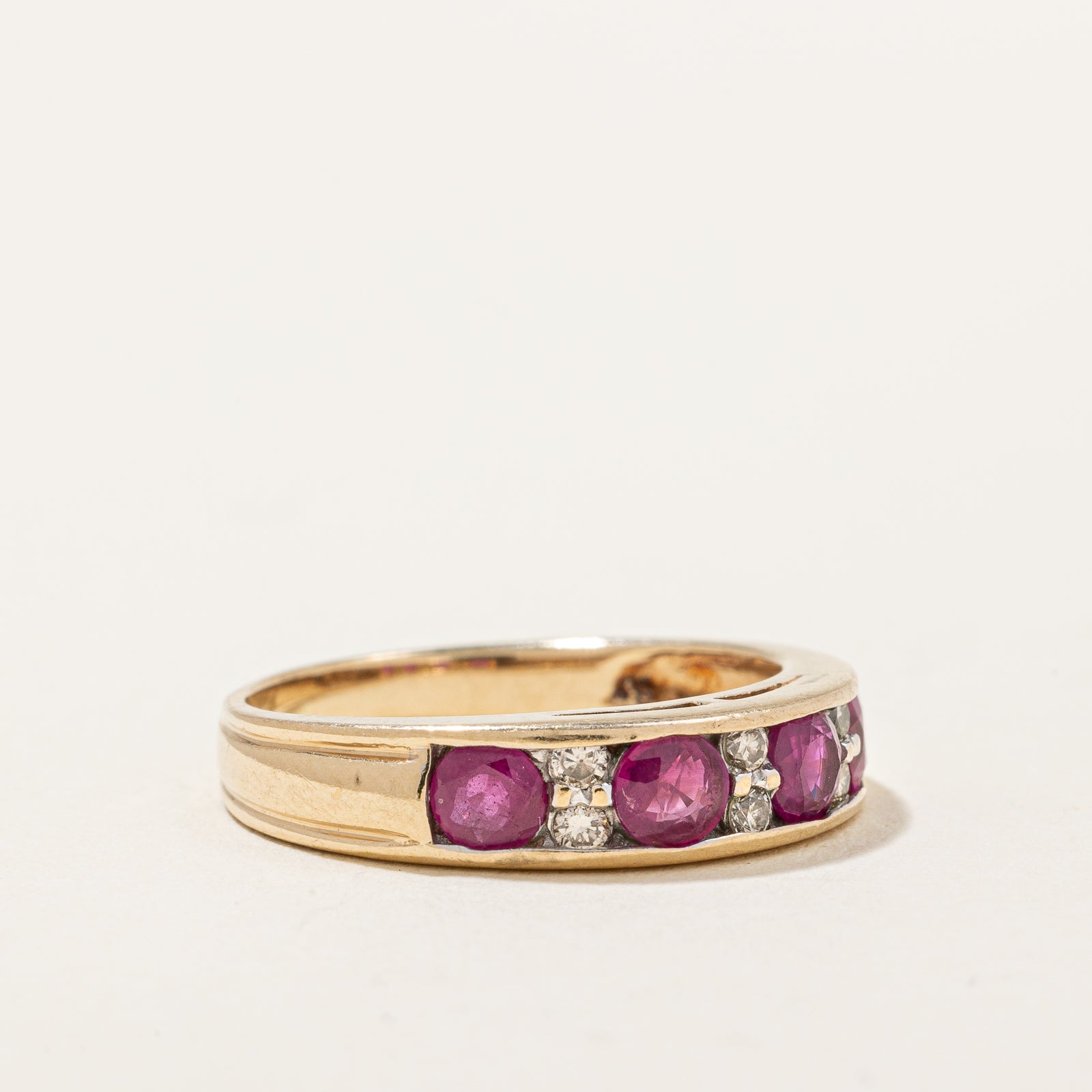 Ruby & Diamond Channel Set Band | 0.80ctw, 0.12ctw | SZ 6 |