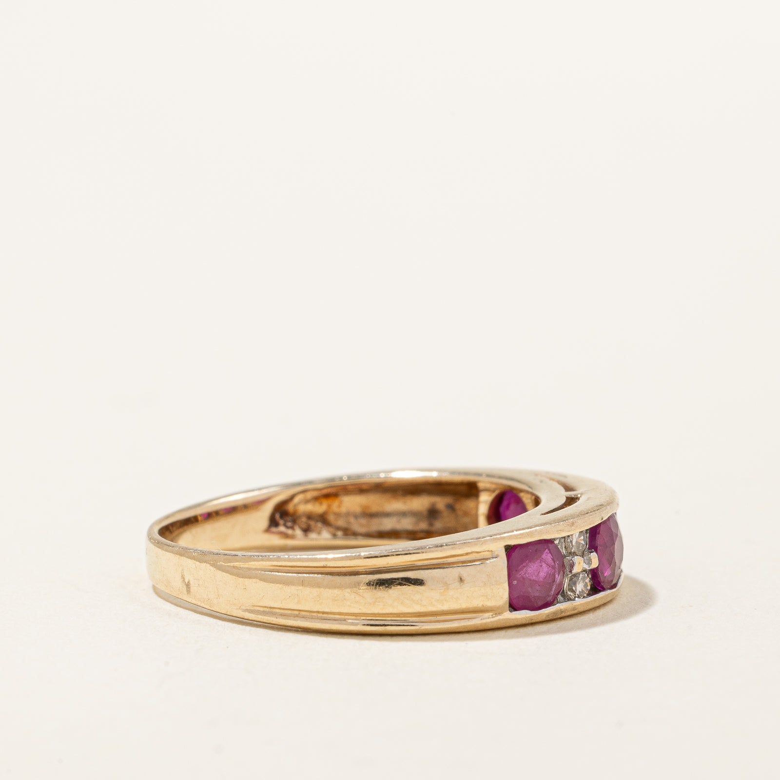 Ruby & Diamond Channel Set Band | 0.80ctw, 0.12ctw | SZ 6 |