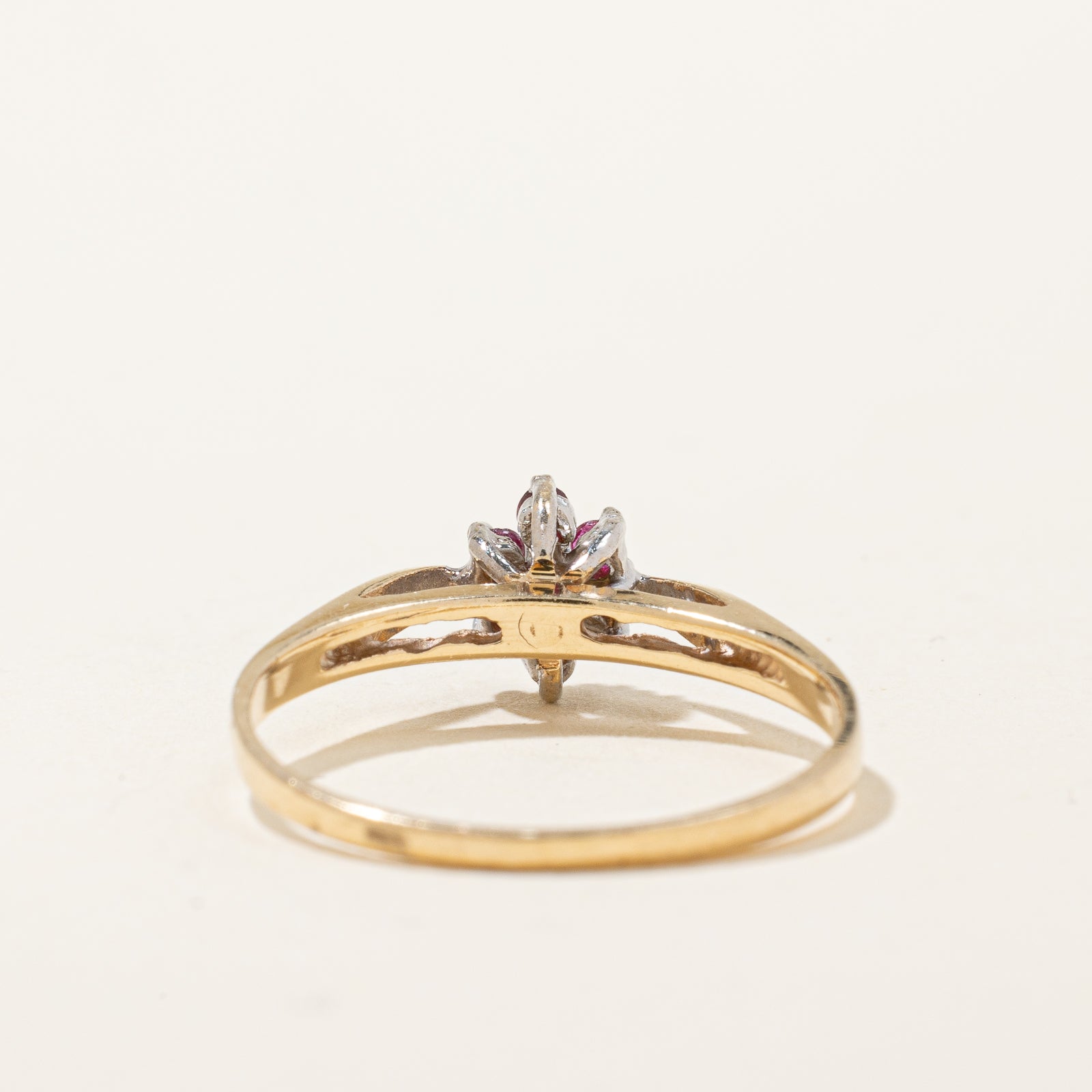 Ruby & Diamond Highset Flower Ring | 0.15ctw, 0.01ct | SZ 6.75 |