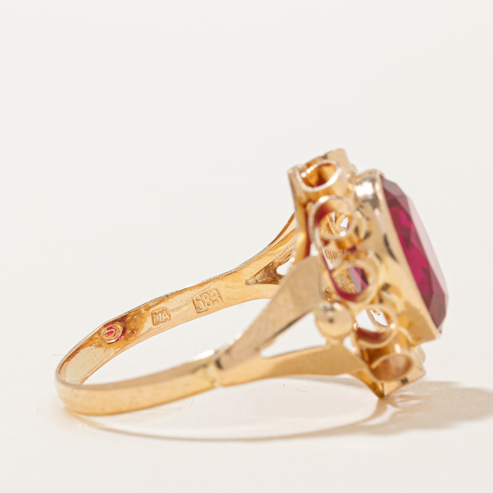 Oval Cut Synthetic Ruby Cocktail Ring | 3.60ct | SZ 7.25 |