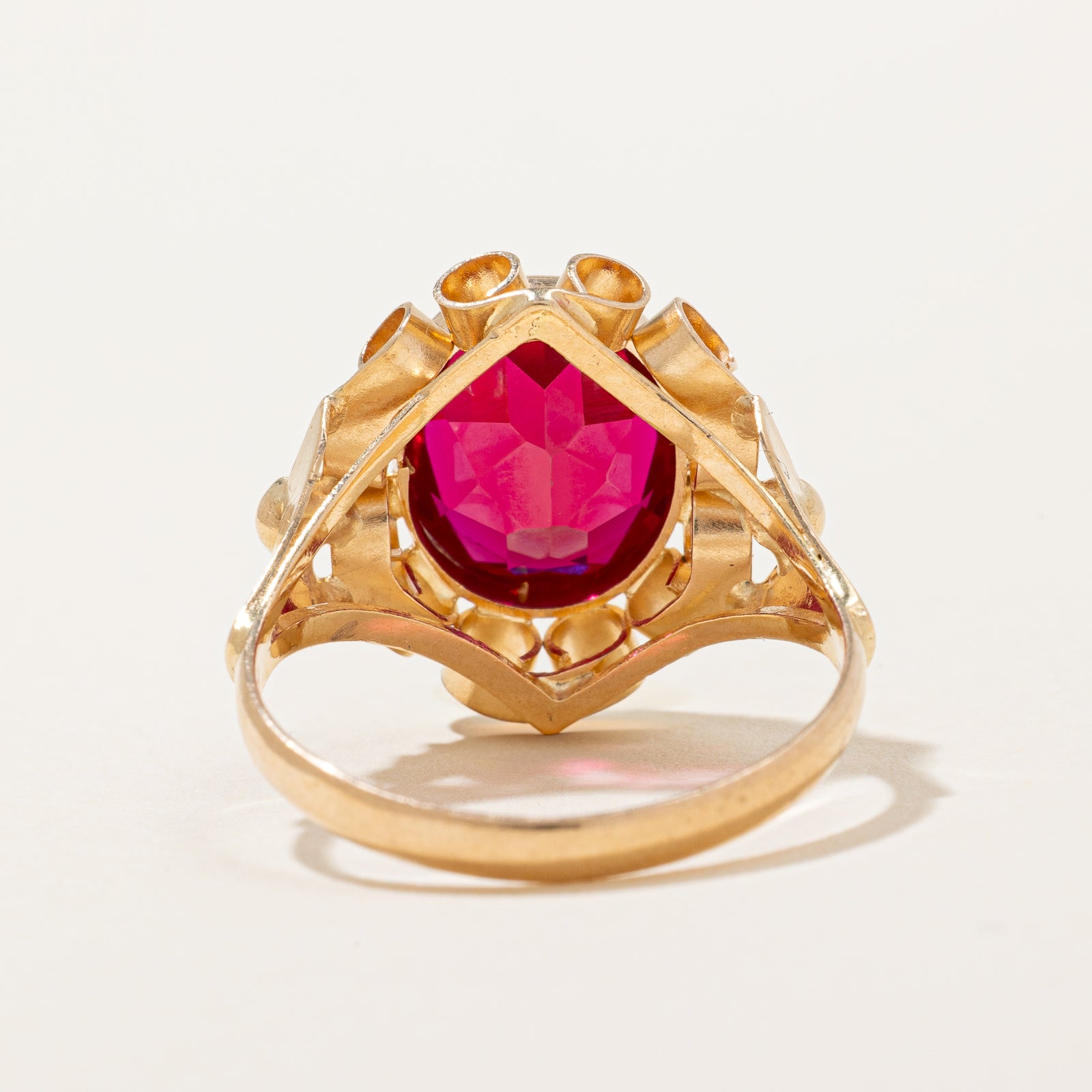 Oval Cut Synthetic Ruby Cocktail Ring | 3.60ct | SZ 7.25 |