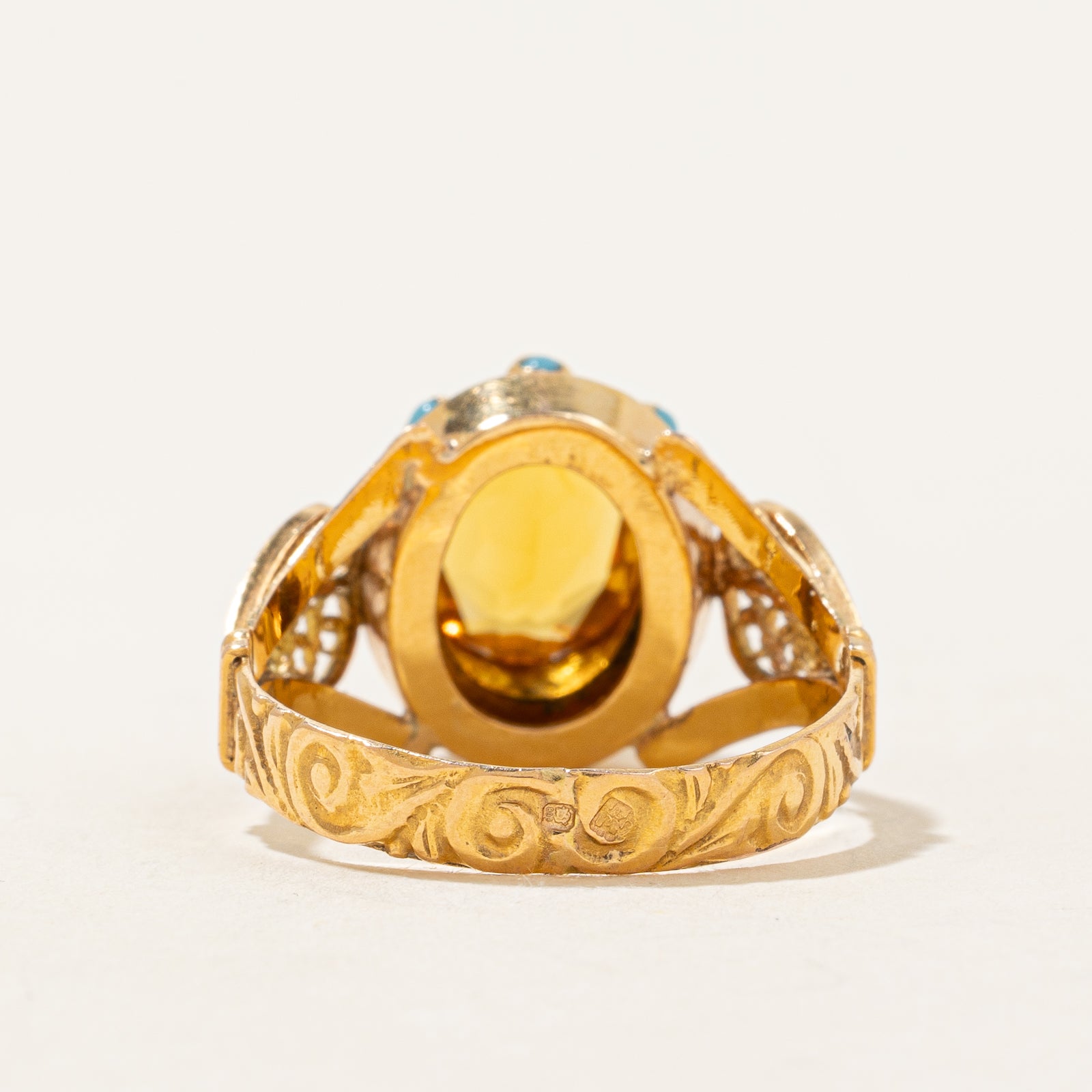 19k Orange & Turquoise Glass Ring | 3.24ct | SZ 7.5 |