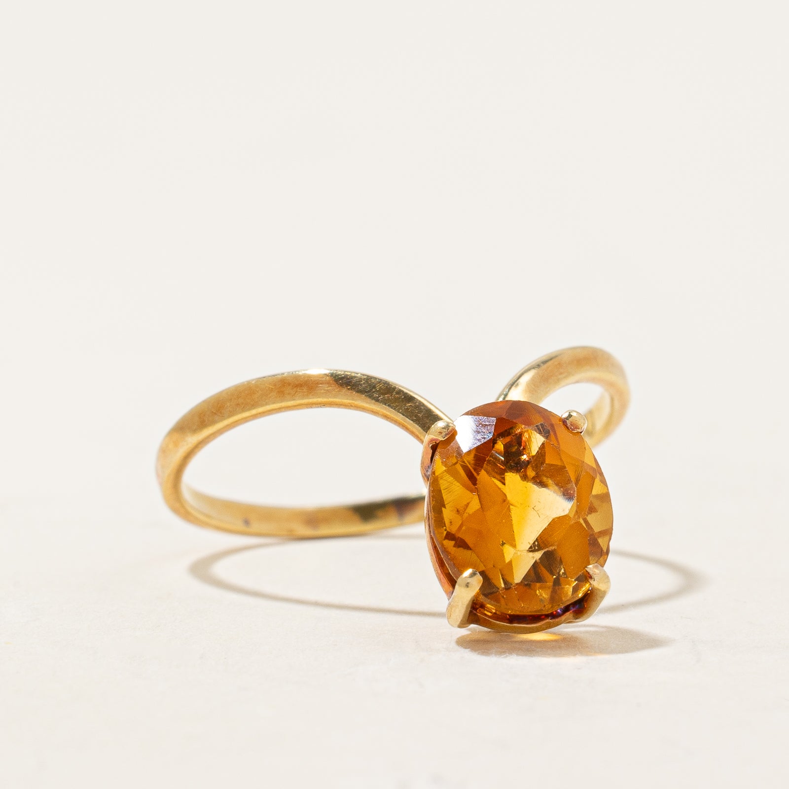 Bague cocktail chevron en citrine mandarine | 1,90 ct | Taille 7,25 |