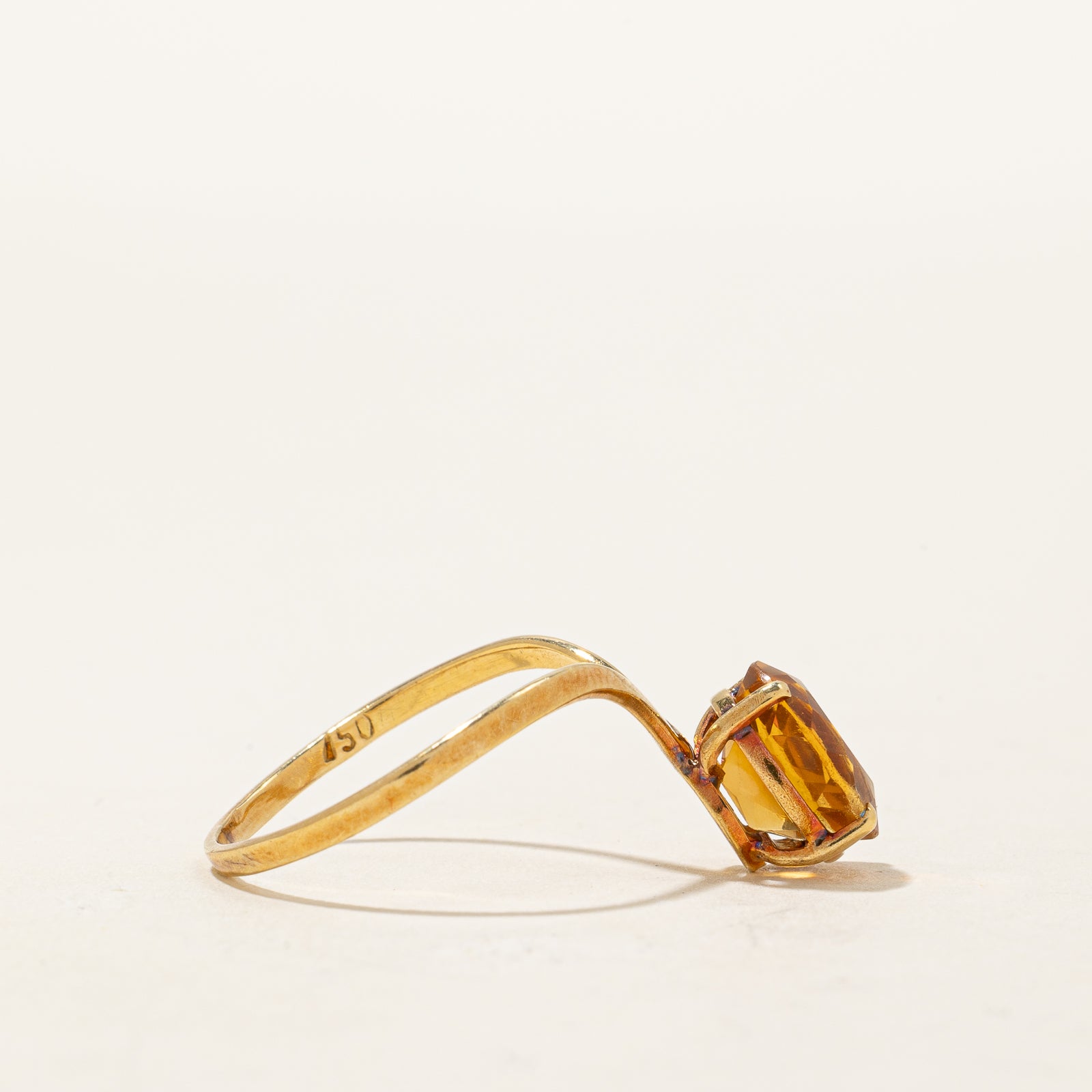 Bague cocktail chevron en citrine mandarine | 1,90 ct | Taille 7,25 |