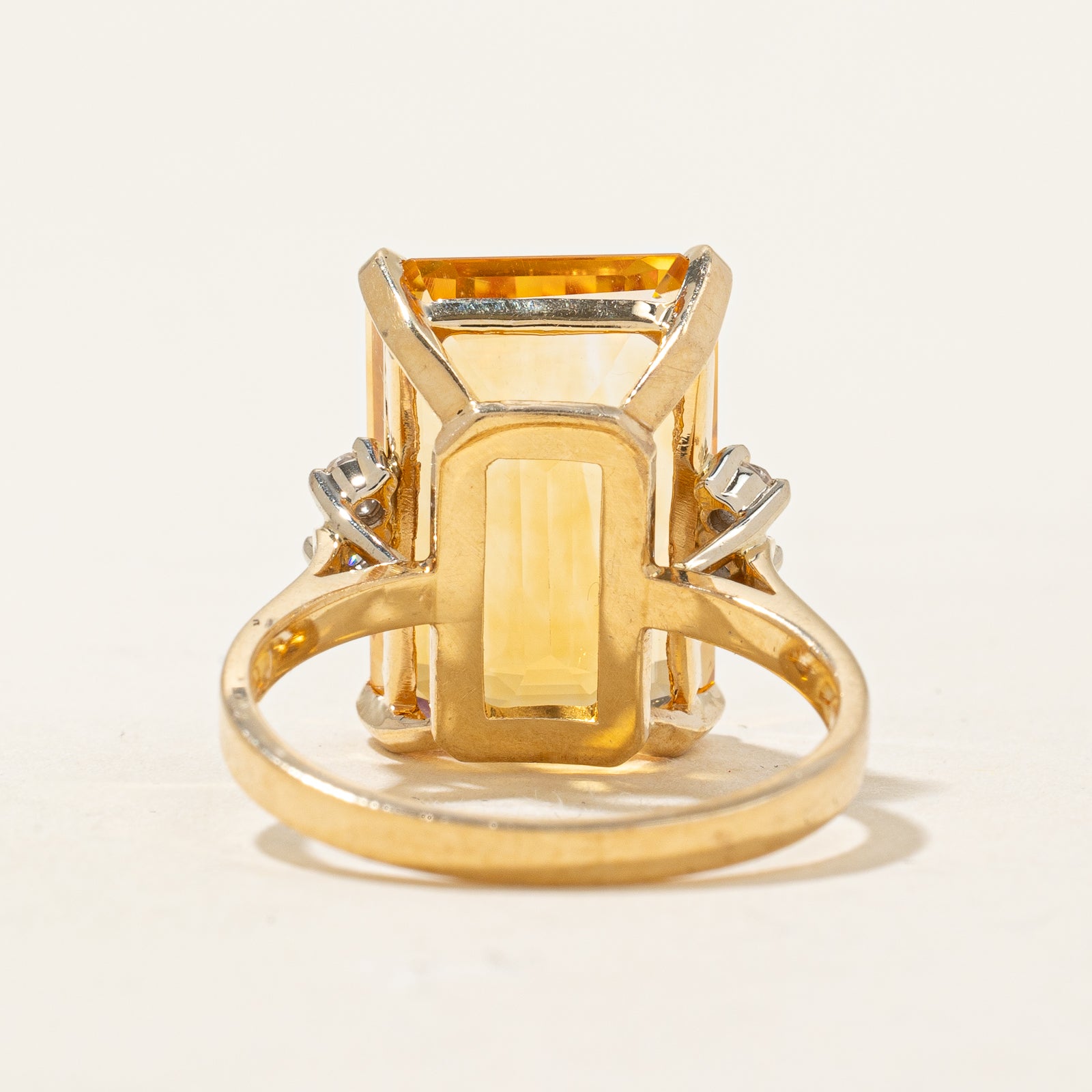 Mandarin Citrine & Diamond Cocktail Ring | 11.00ct, 0.08ctw | SZ 7 |