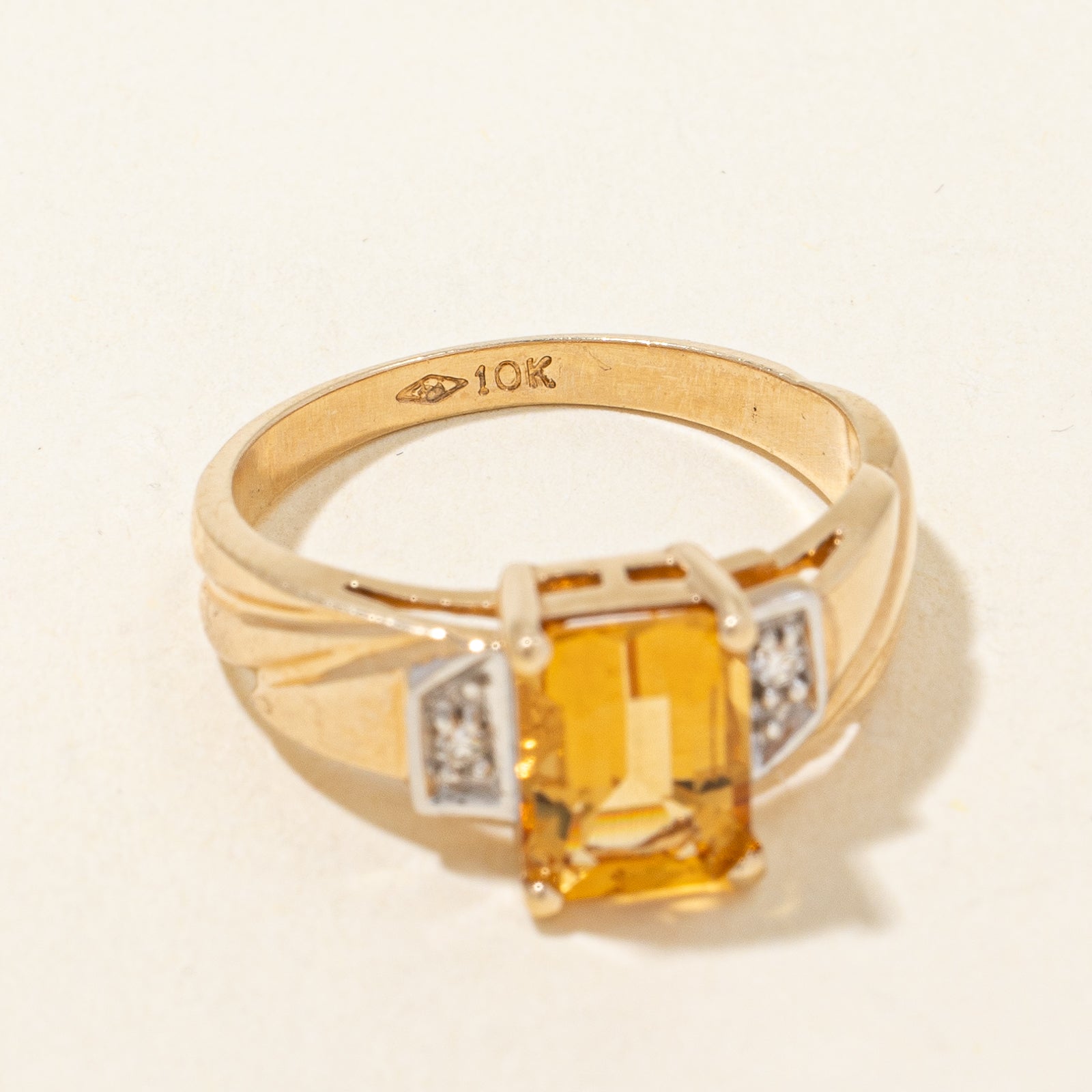 Mandarin Citrine & Diamond Ring | 1.70ct, 0.02ctw | SZ 6 |