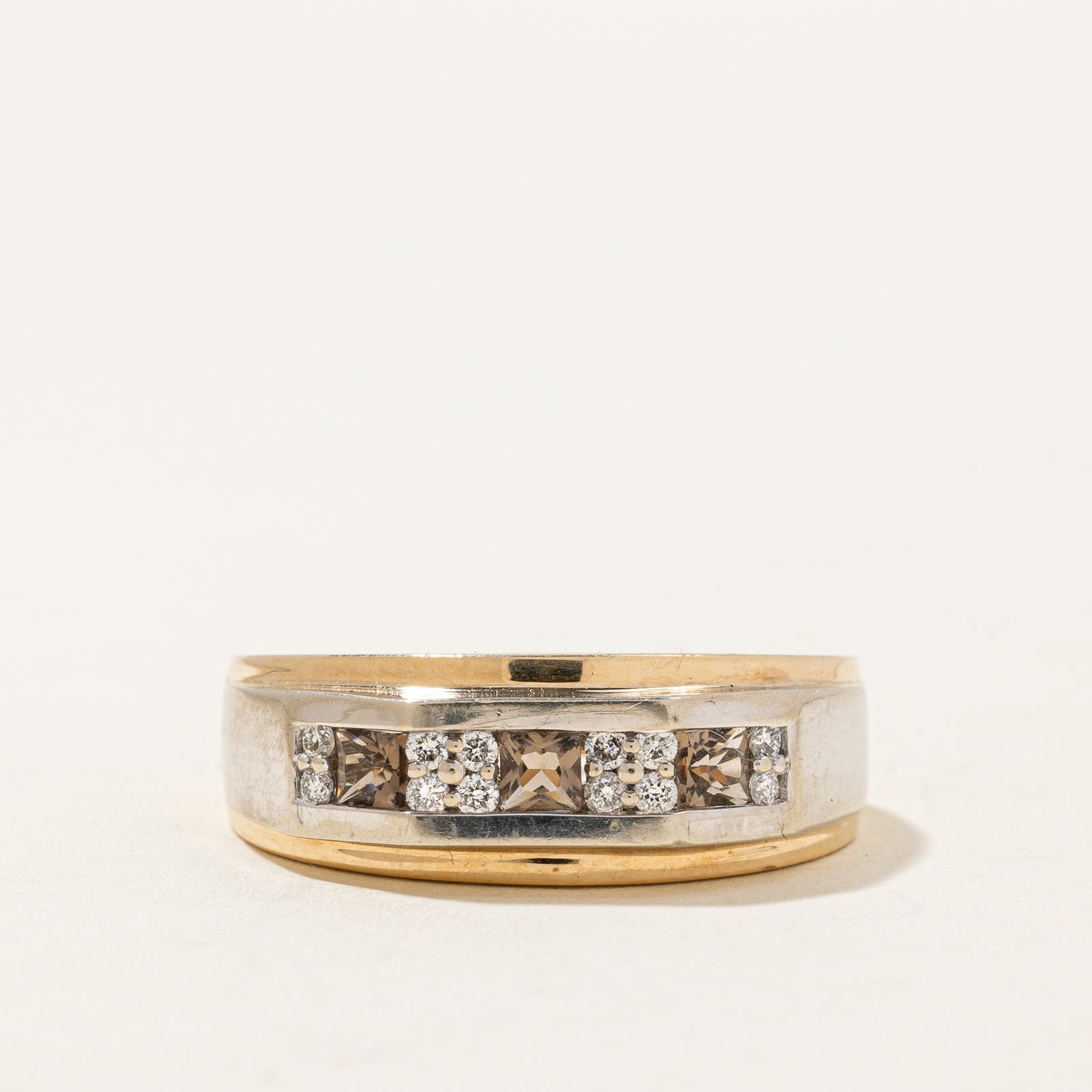 Smoky Quartz & Diamond Ring | 0.30ct, 0.18ctw | SZ 10.5 |