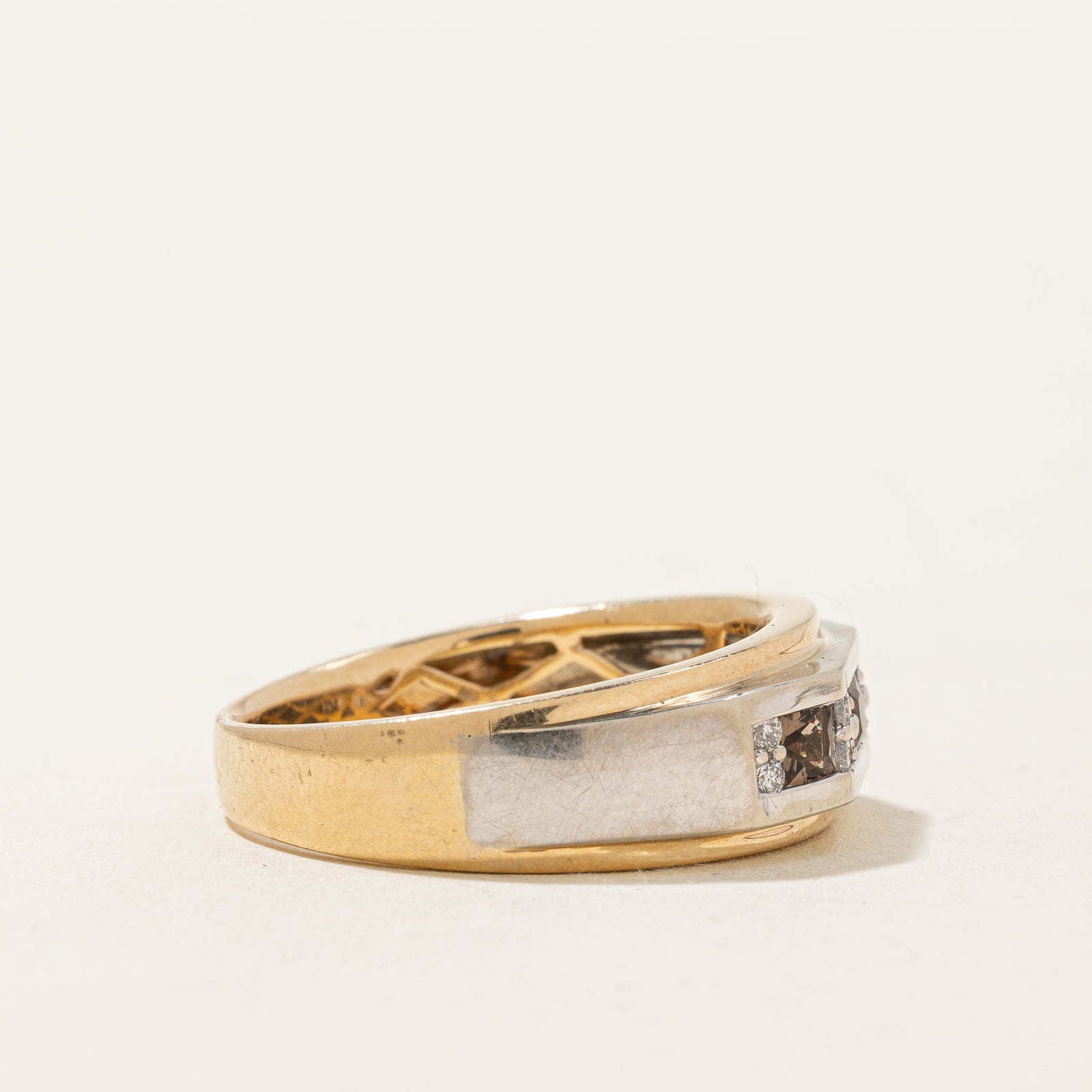 Smoky Quartz & Diamond Ring | 0.30ct, 0.18ctw | SZ 10.5 |