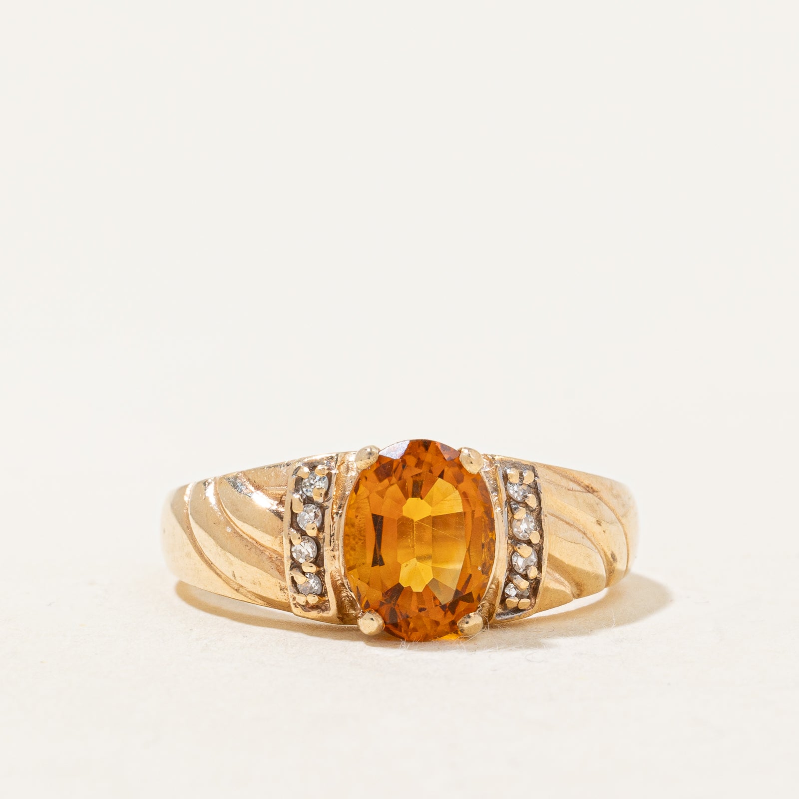 Mandarin Citrine & Diamond Ring | 1.00ct, 0.04ctw | SZ 6.75 |