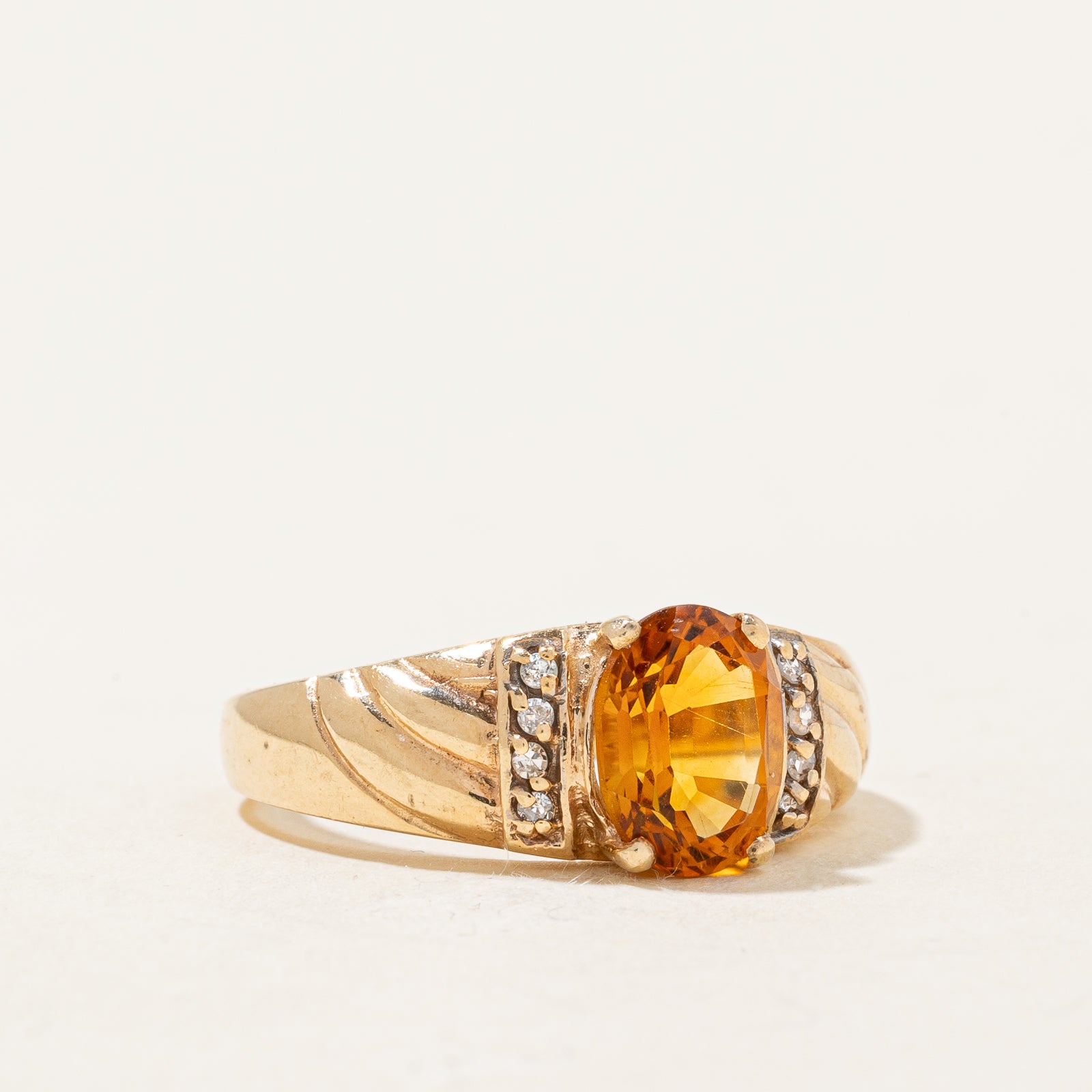 Mandarin Citrine & Diamond Ring | 1.00ct, 0.04ctw | SZ 6.75 |