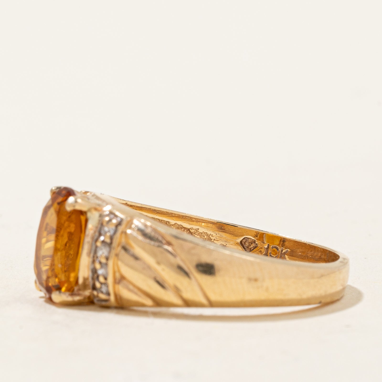 Mandarin Citrine & Diamond Ring | 1.00ct, 0.04ctw | SZ 6.75 |