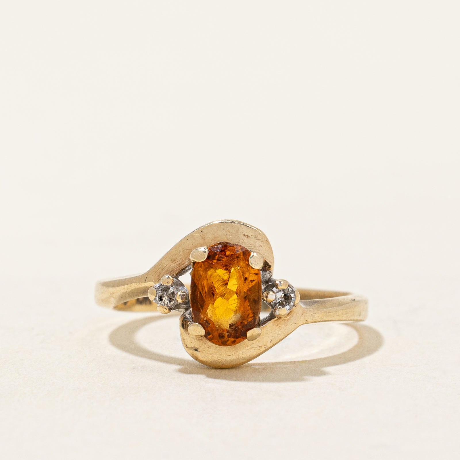 Mandarin Citrine & Diamond Ring | 0.37ct, 0.02ctw | SZ 3 |