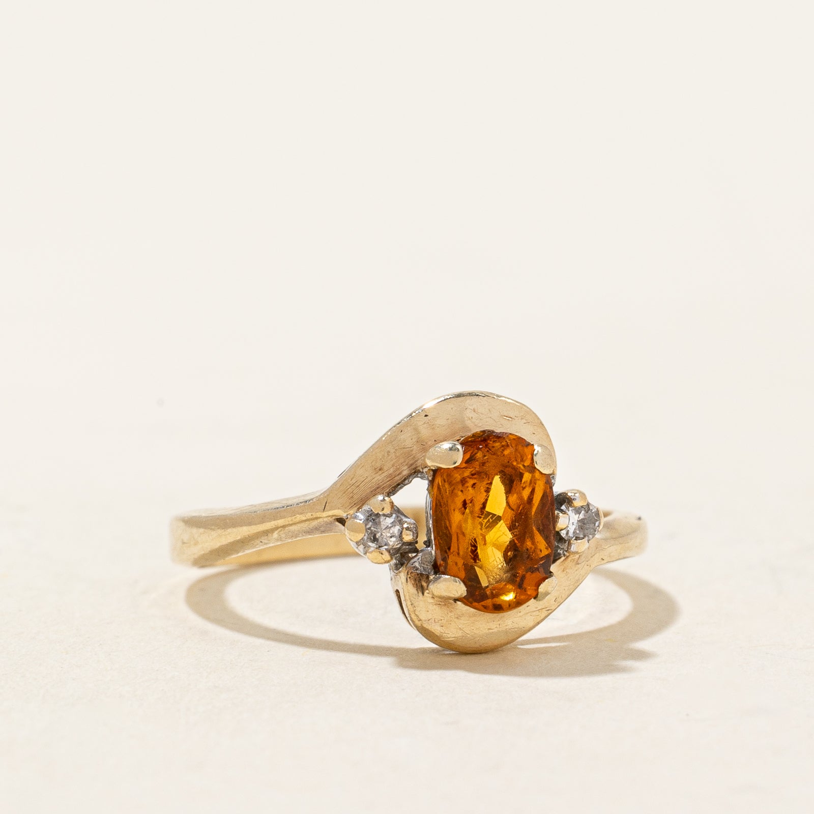 Mandarin Citrine & Diamond Ring | 0.37ct, 0.02ctw | SZ 3 |