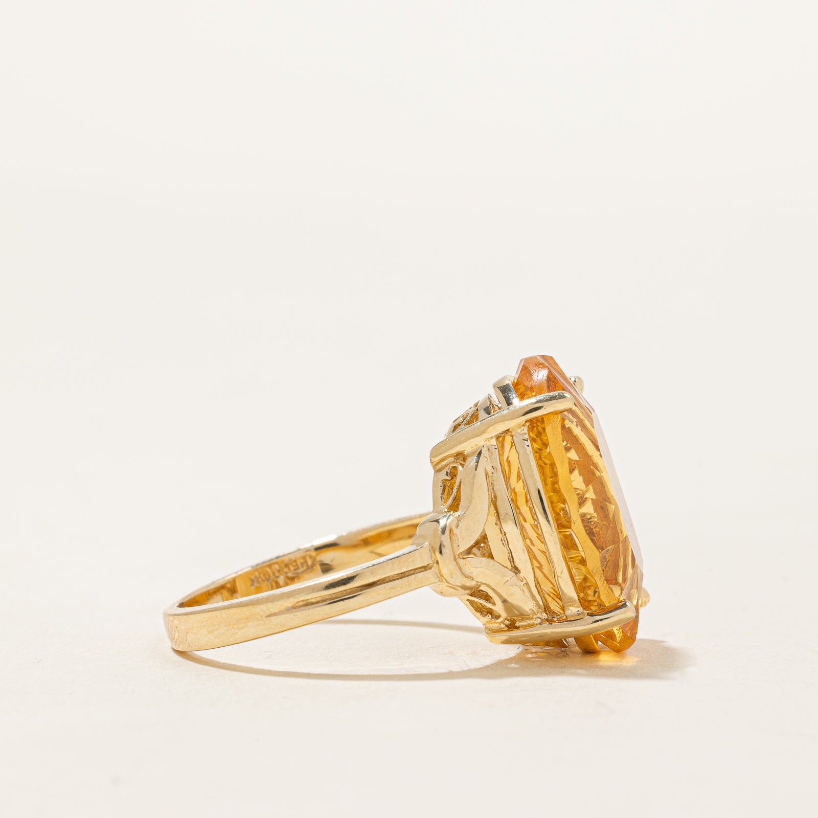 Bague cocktail en citrine | 12,00 ct | Taille 8 |