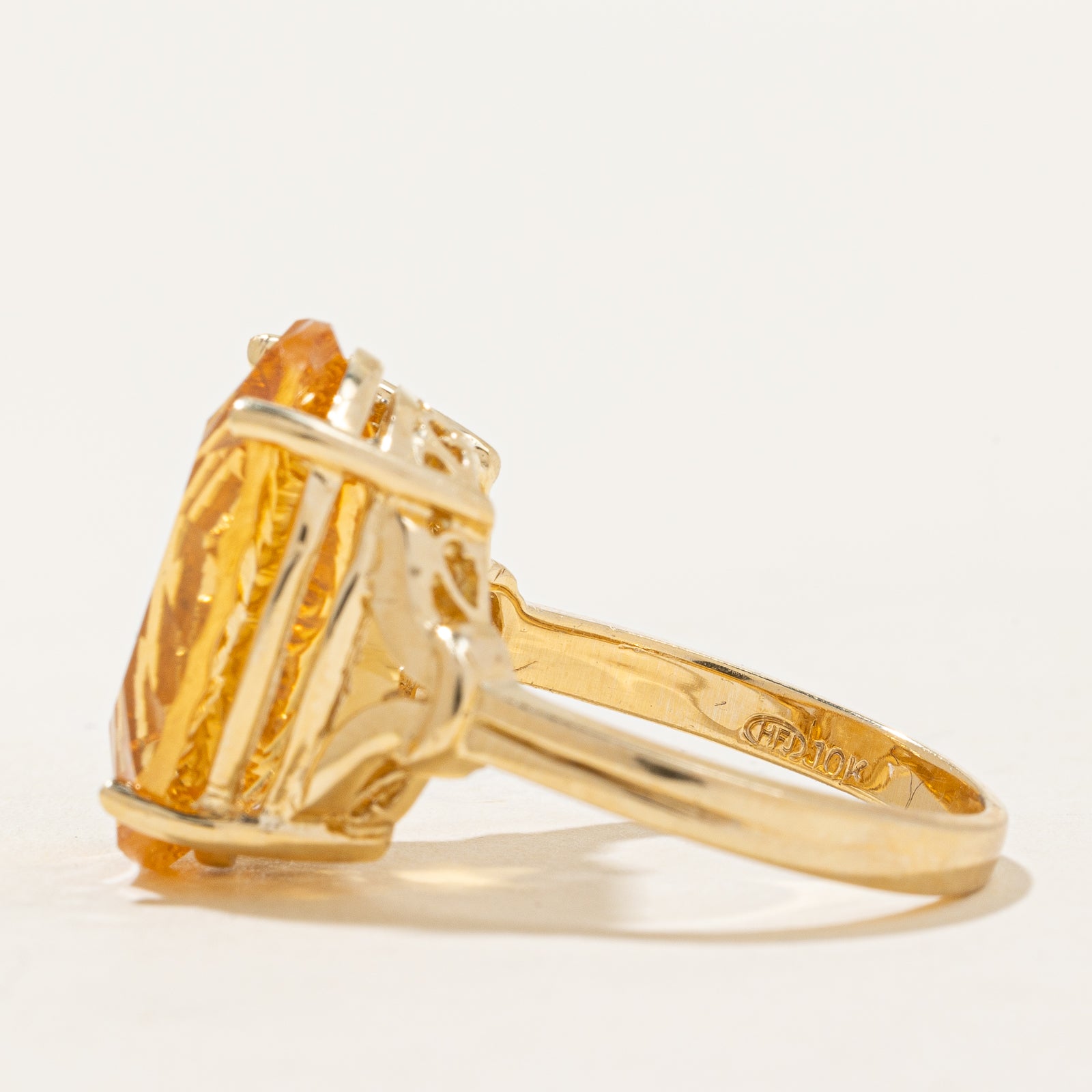 Bague cocktail en citrine | 12,00 ct | Taille 8 |