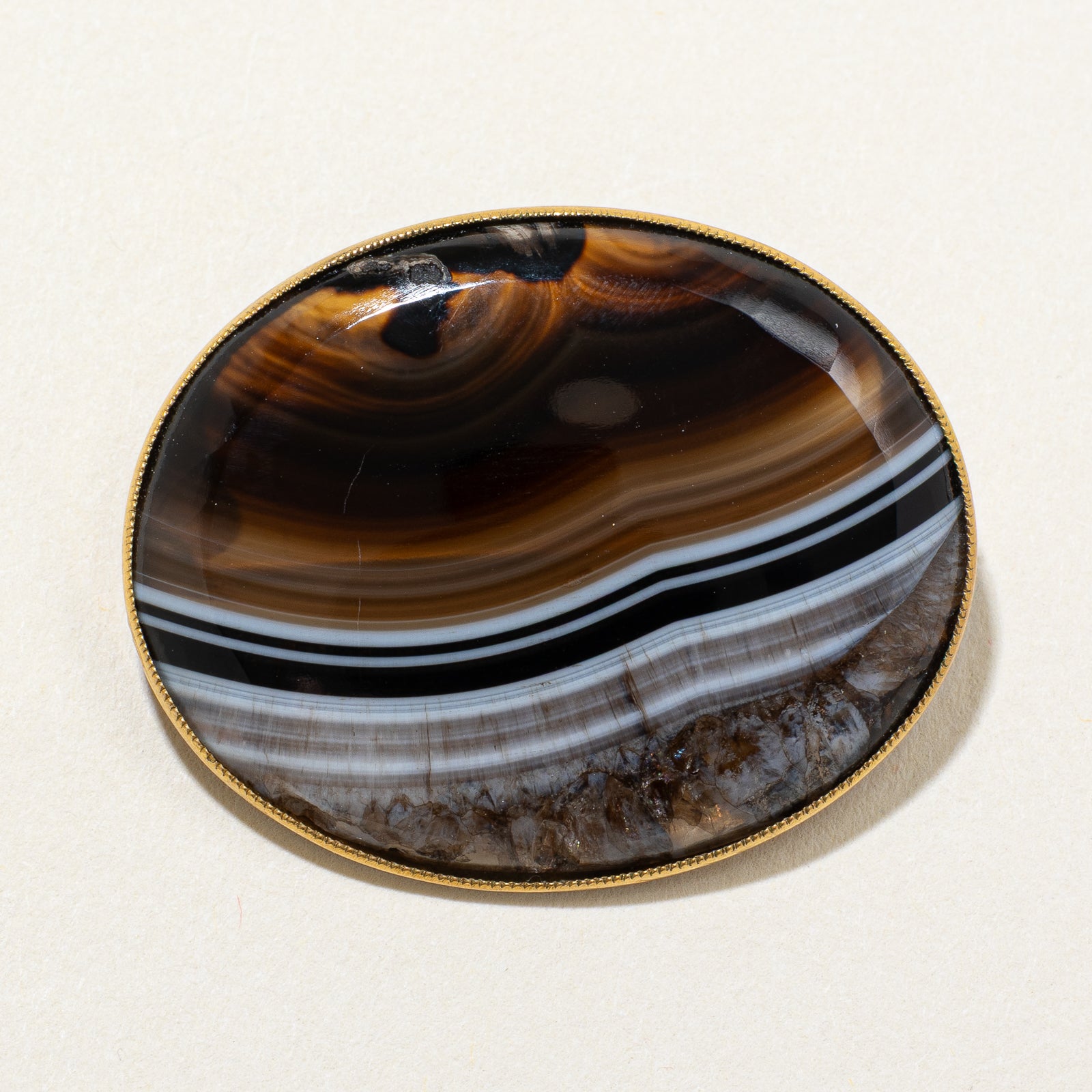 Birks Oval Cabochon Agate Brooch | 17.00ct