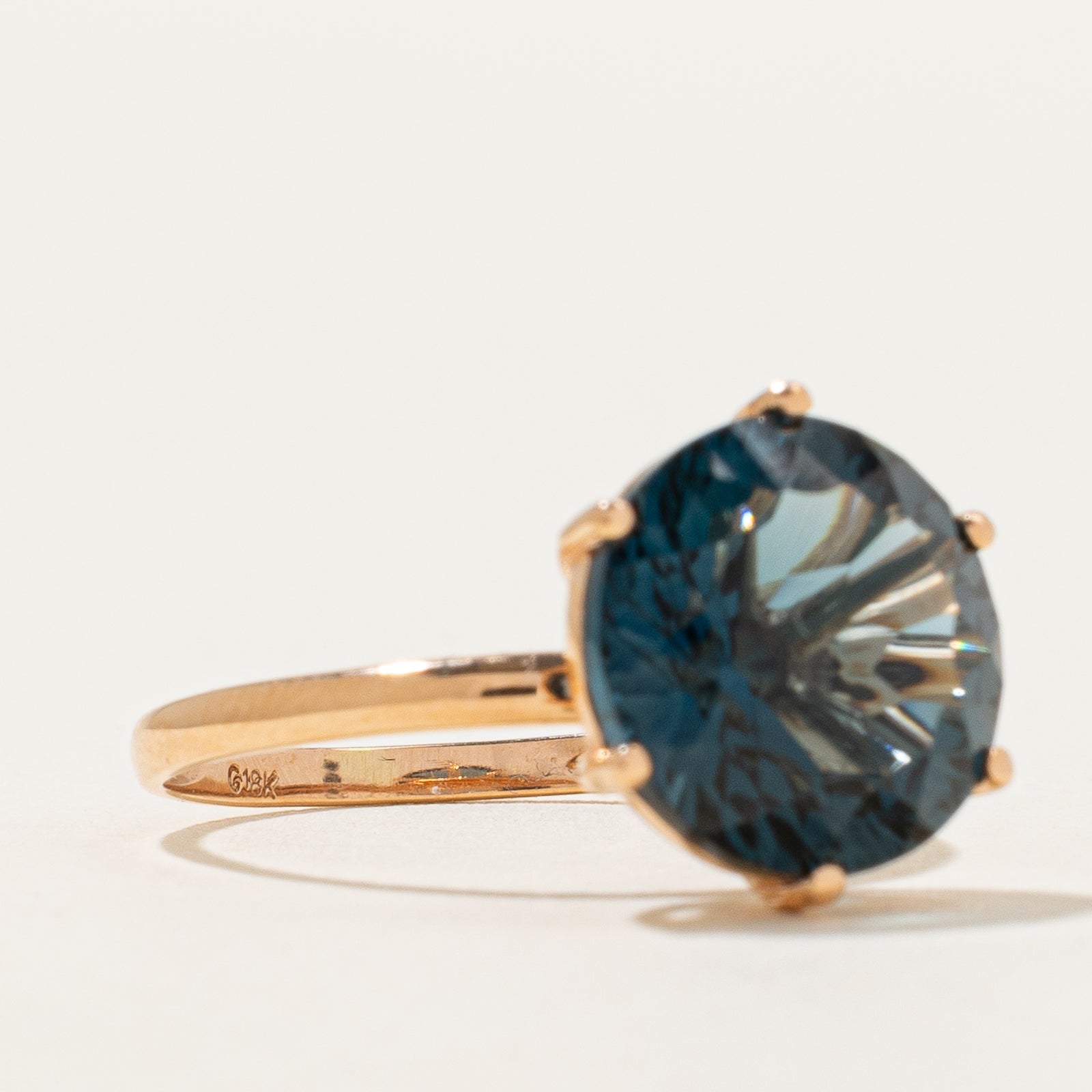 Bague cocktail en topaze bleue de Londres | 4,00 ct | Taille 6 |