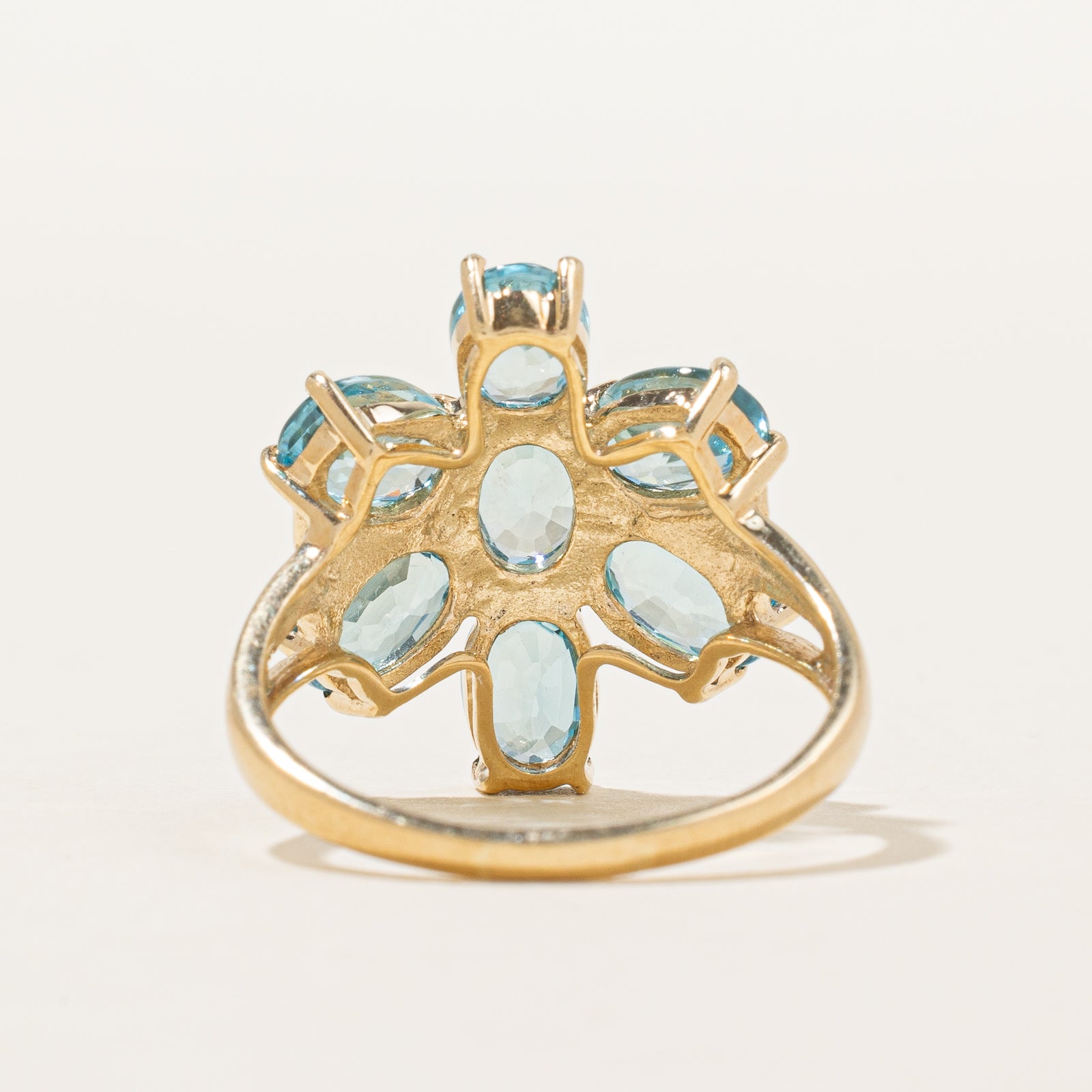 Blue Zircon Flower Cocktail Ring | 7.70ctw | SZ 8.75 |
