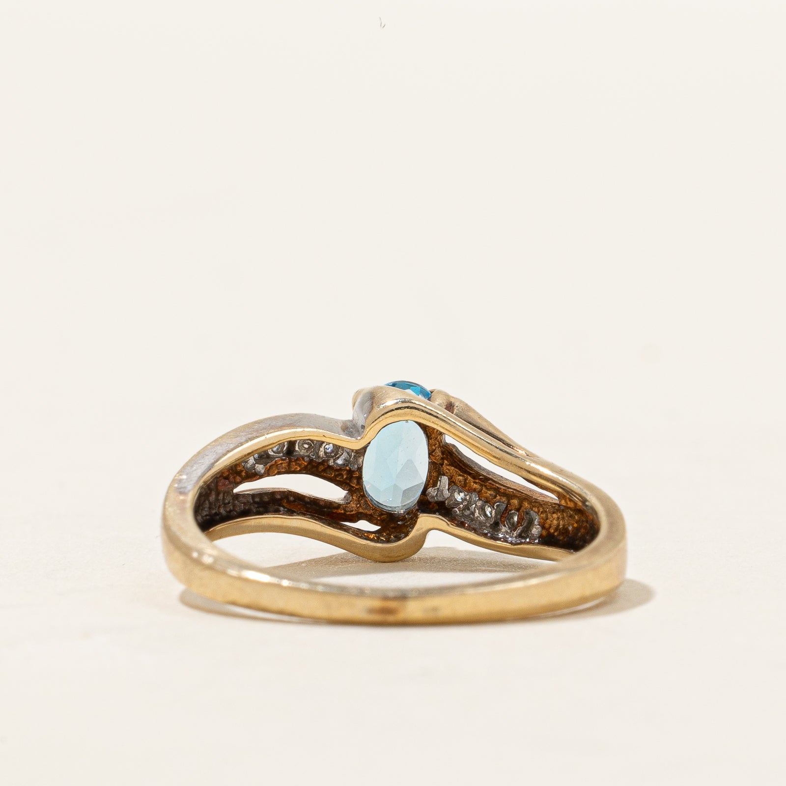 Blue Topaz & Diamond Bypass Ring | 0.50ct, 0.06ctw | SZ 6 |
