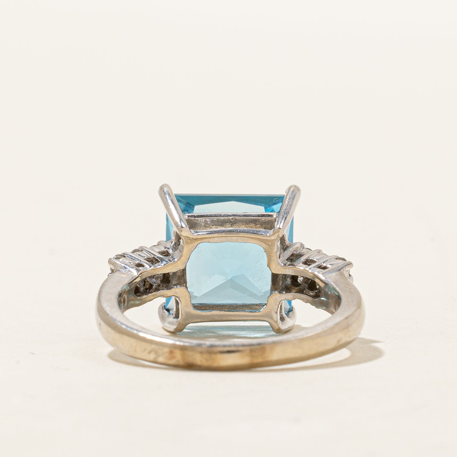 Blue Topaz & Diamond Cocktail Ring | 6.00ct, 0.24ctw | SZ 6 |
