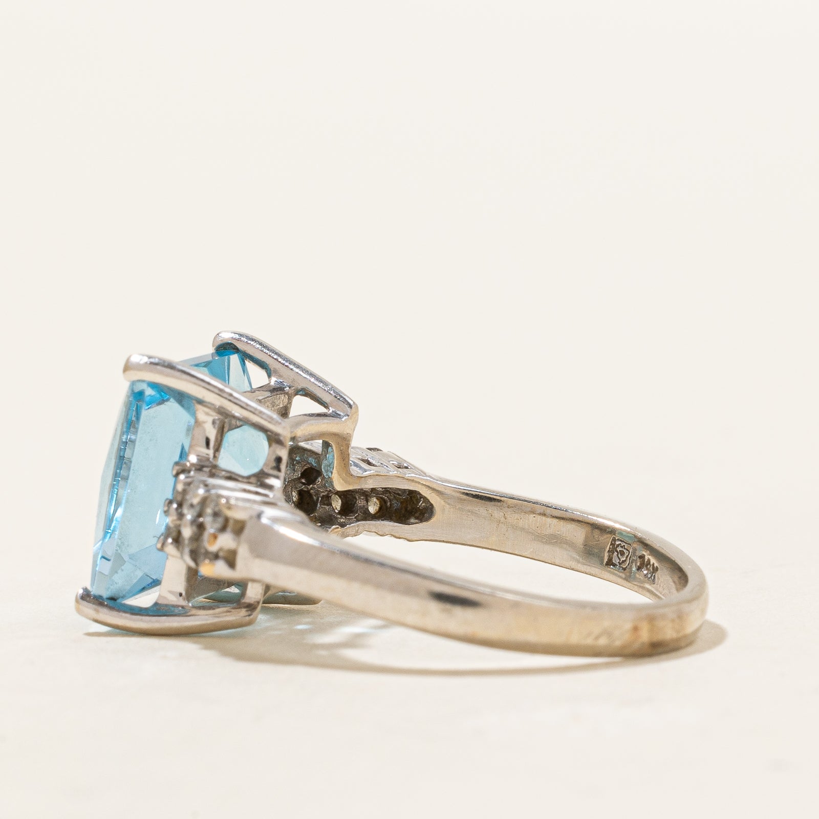 Blue Topaz & Diamond Cocktail Ring | 6.00ct, 0.24ctw | SZ 6 |