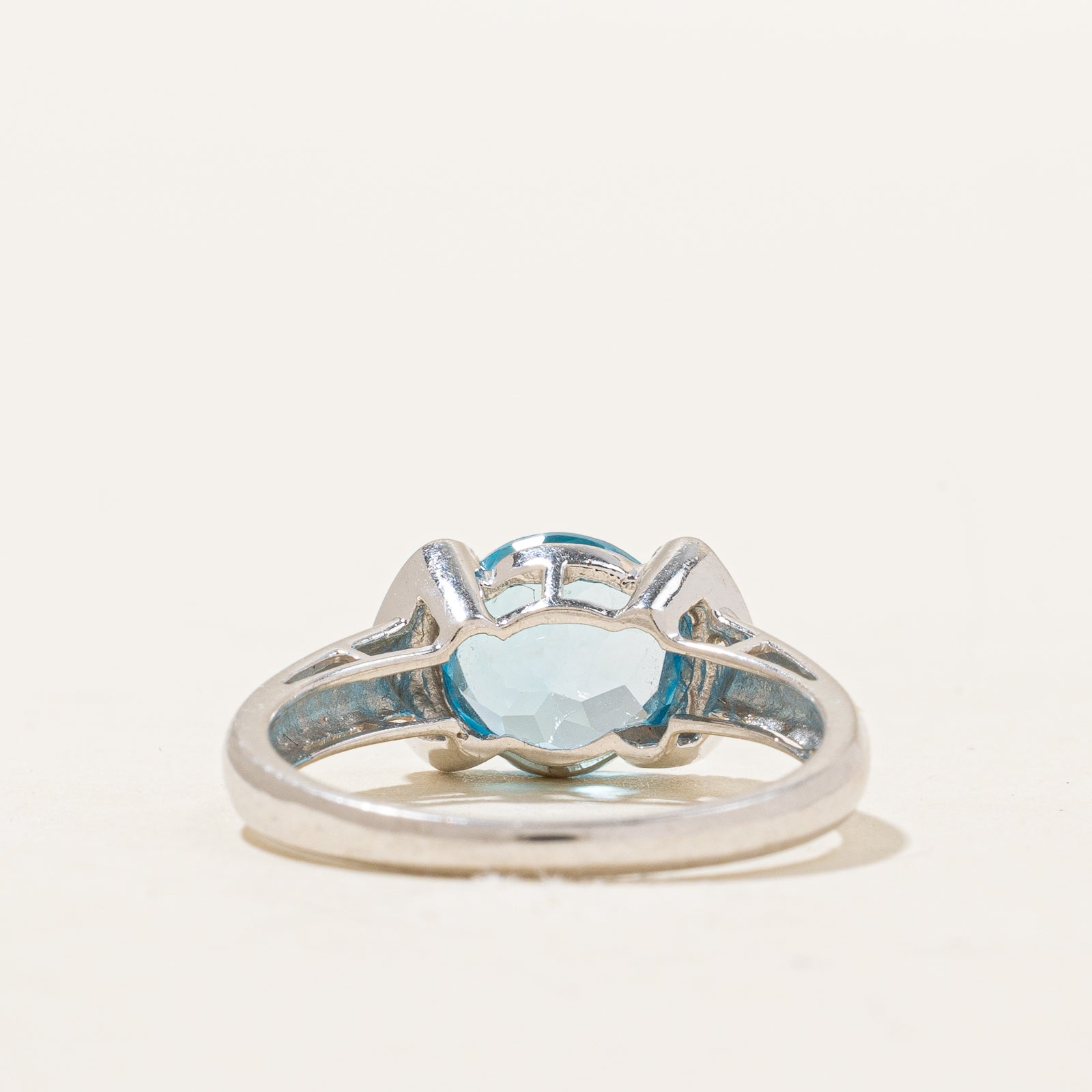 Blue Topaz & Diamond Semi Bezel Ring | 2.00ct, 0.02ctw | SZ 7 |