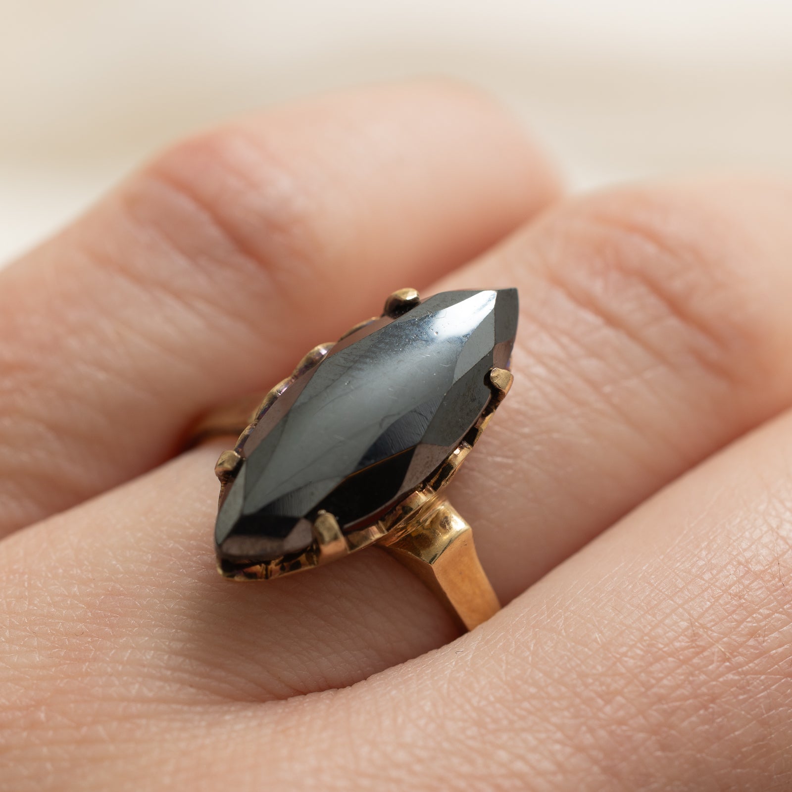 Marquise Cut Hematite Ring | 6.75ct | SZ 7.5