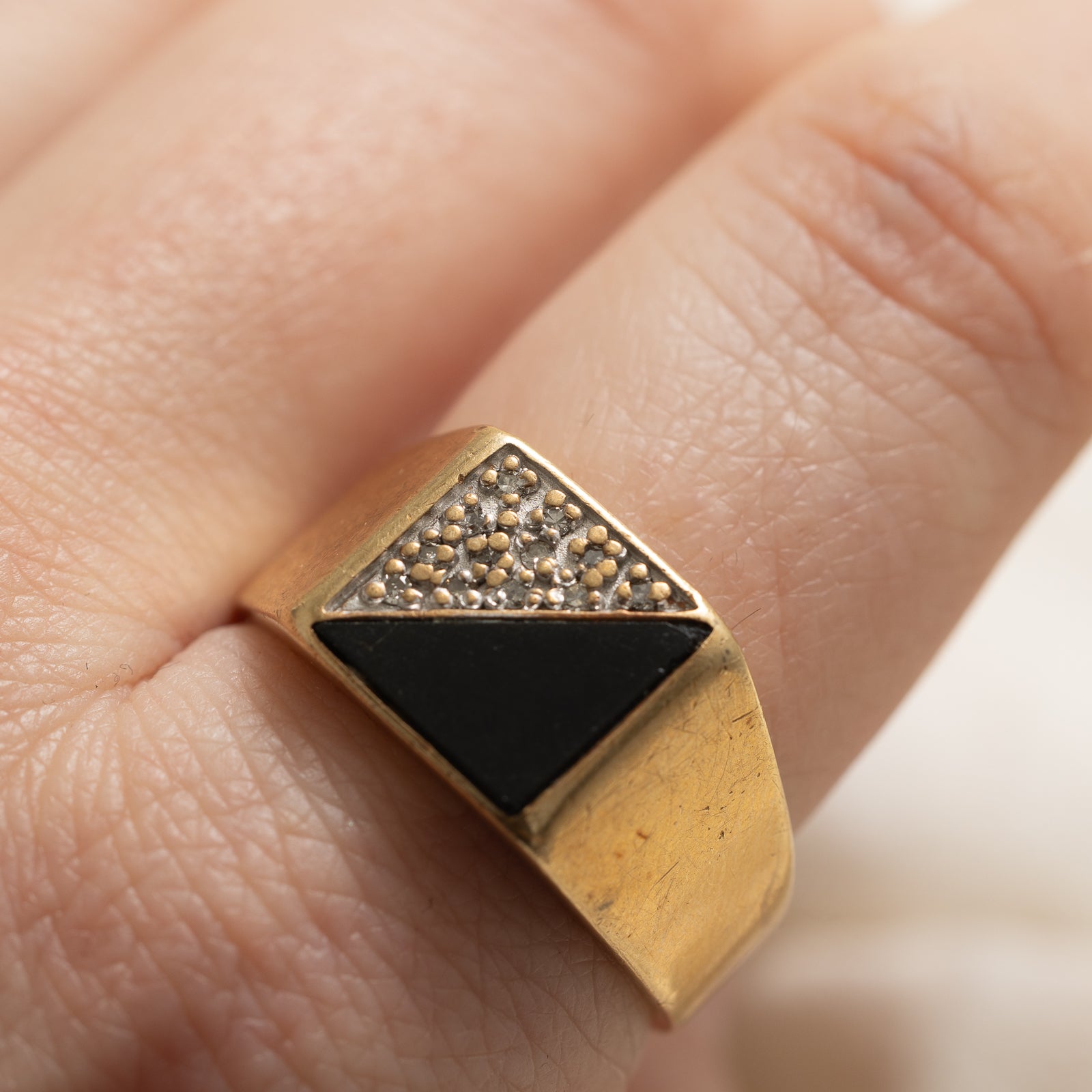 Onyx & Diamond Signet Ring | 0.75ct | 0.08ctw | SZ 10.75